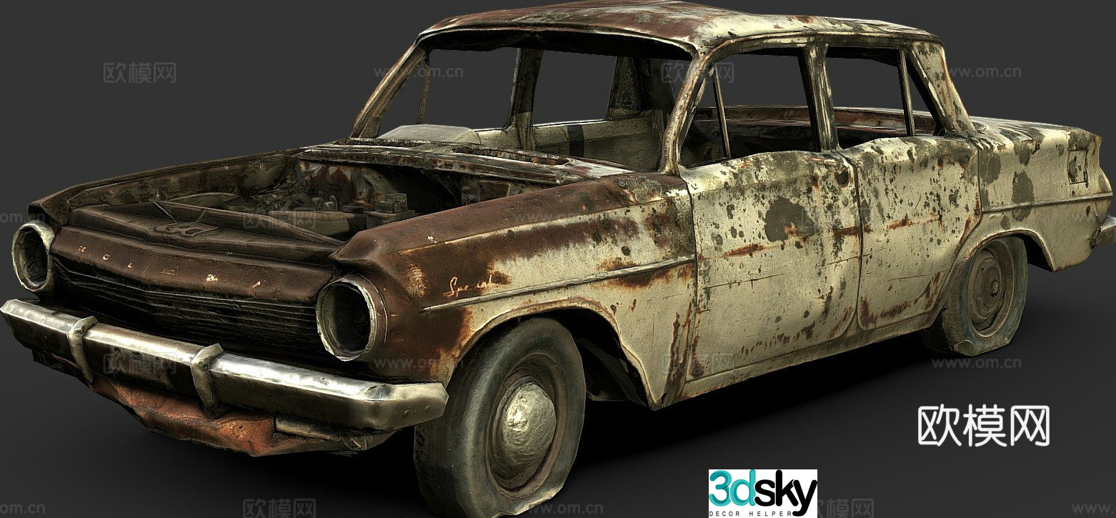 Abandoned sedan 3d model