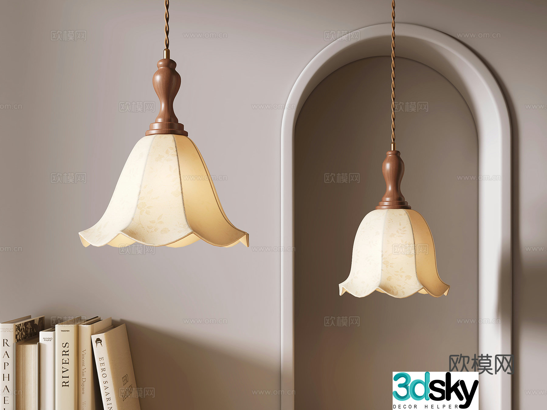 Medieval style petal chandelier 3d model