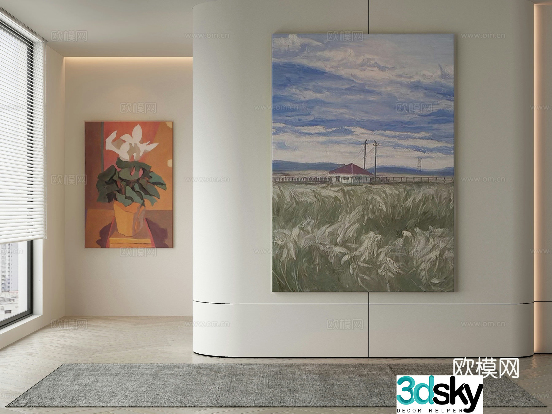 Modern landscape painting decorative painting 3d model