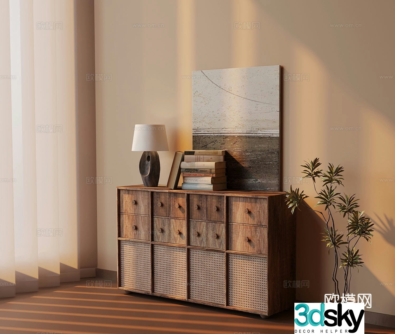 Medieval style chest of drawers 3D model