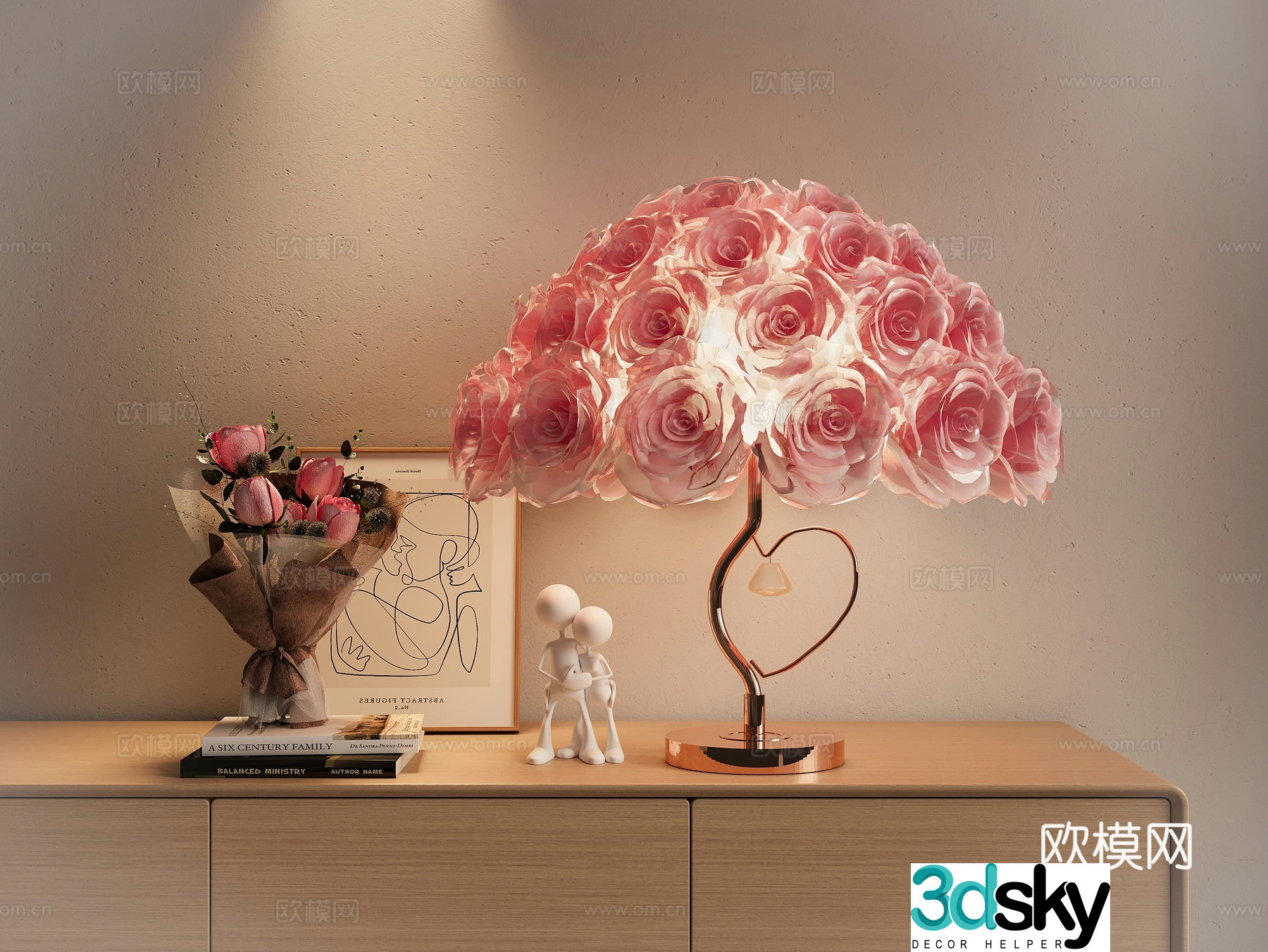 Light luxury desk lamp petal desk lamp 3d model