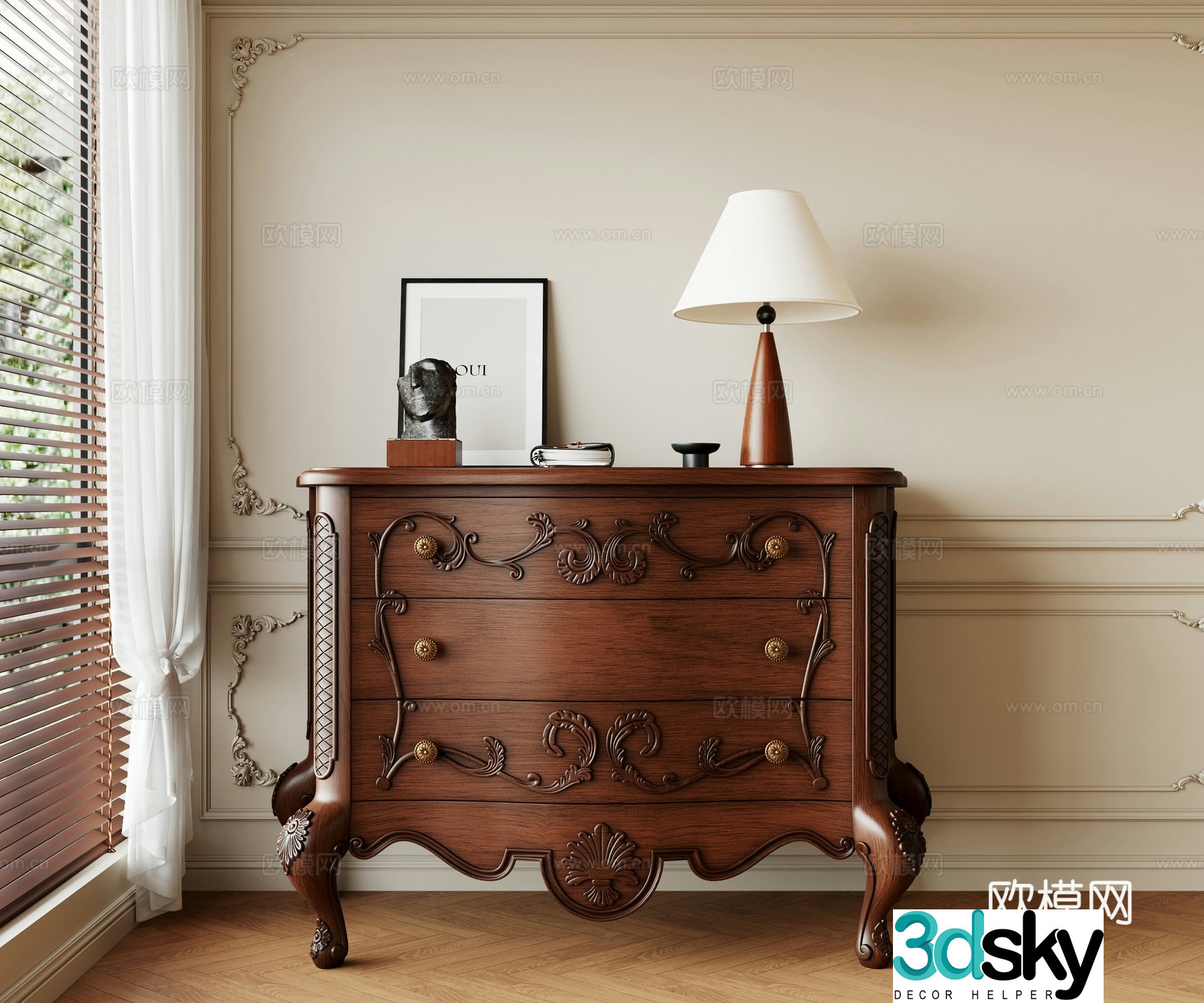 Medieval style chest of drawers 3D model