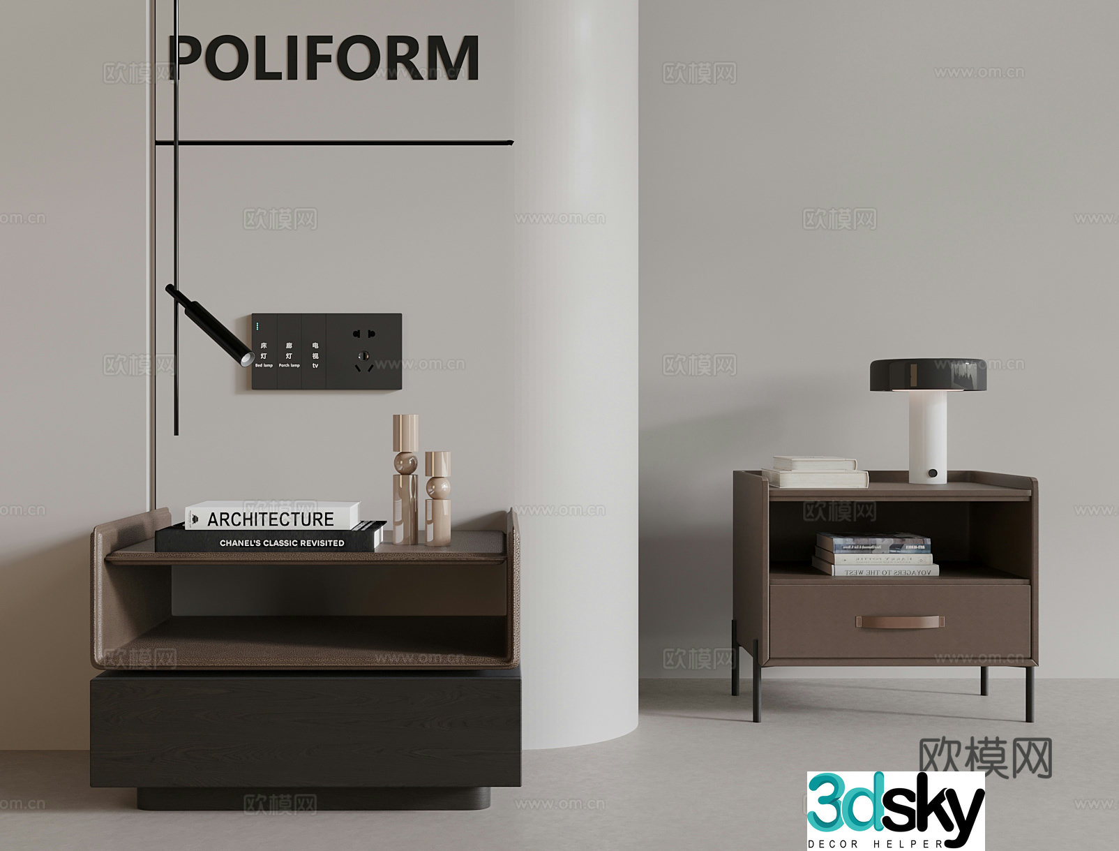 Italian bedside table 3d model