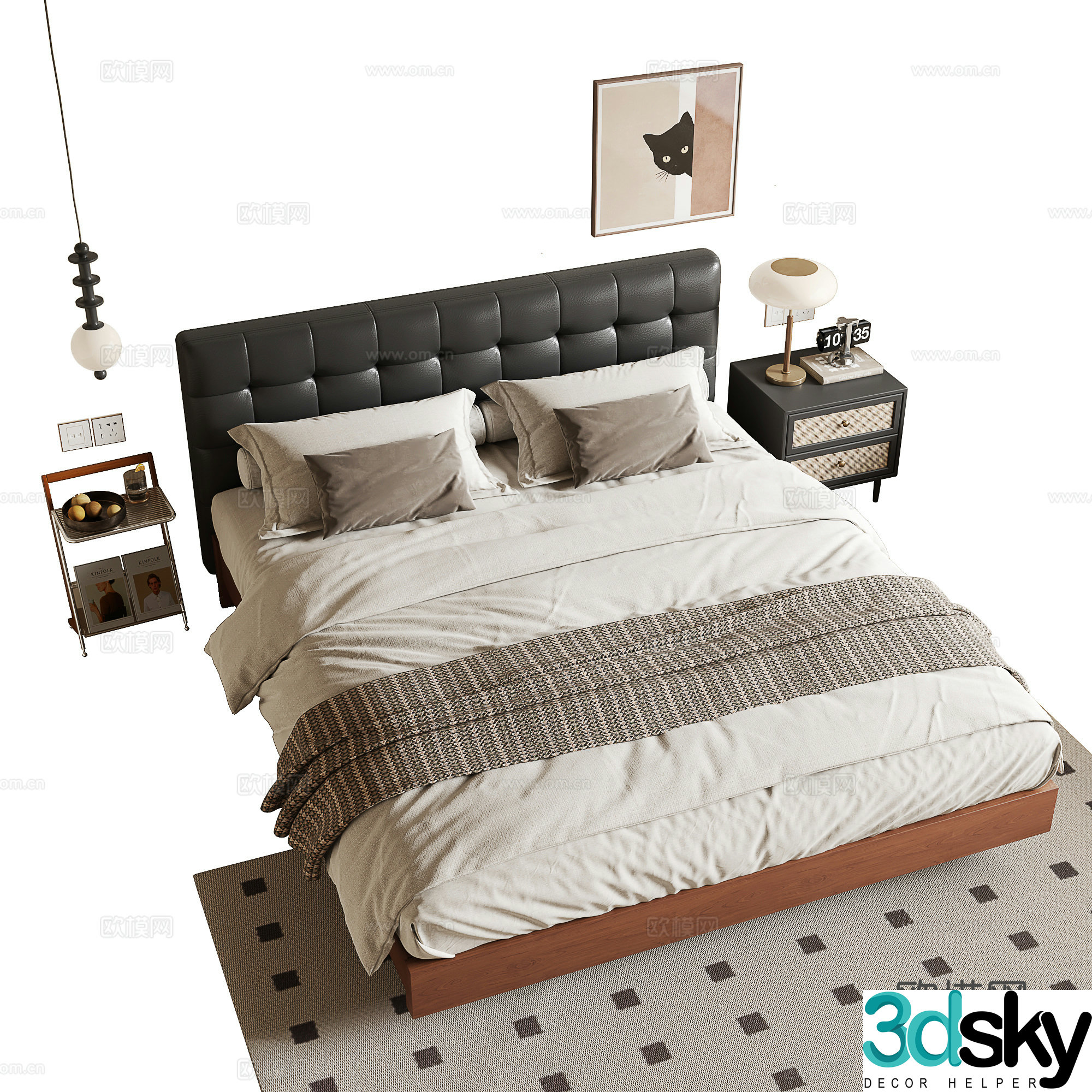 Medieval style double bed 3d model