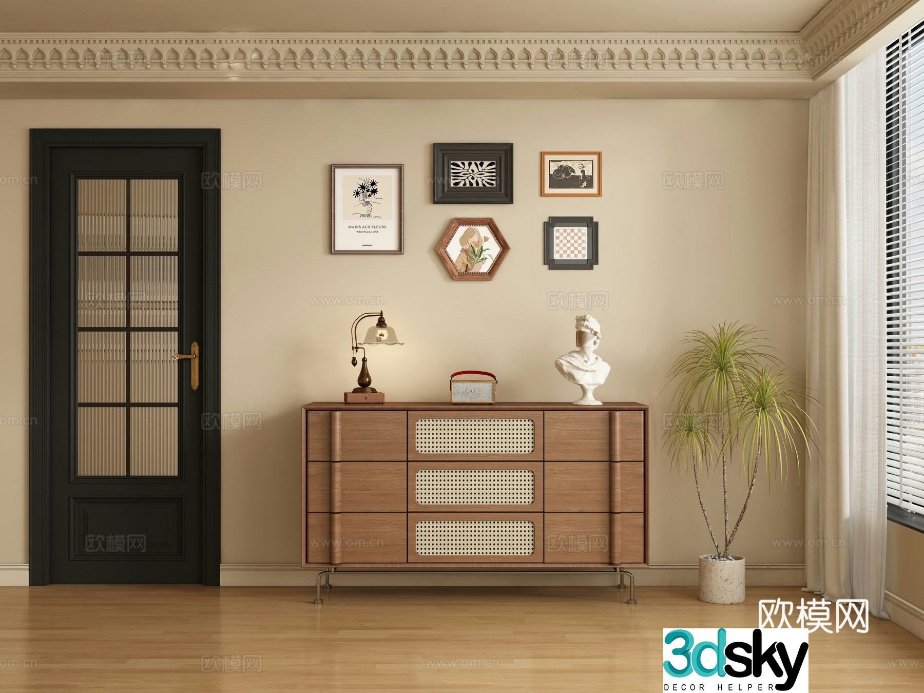 Medieval style entrance cabinet 3D model