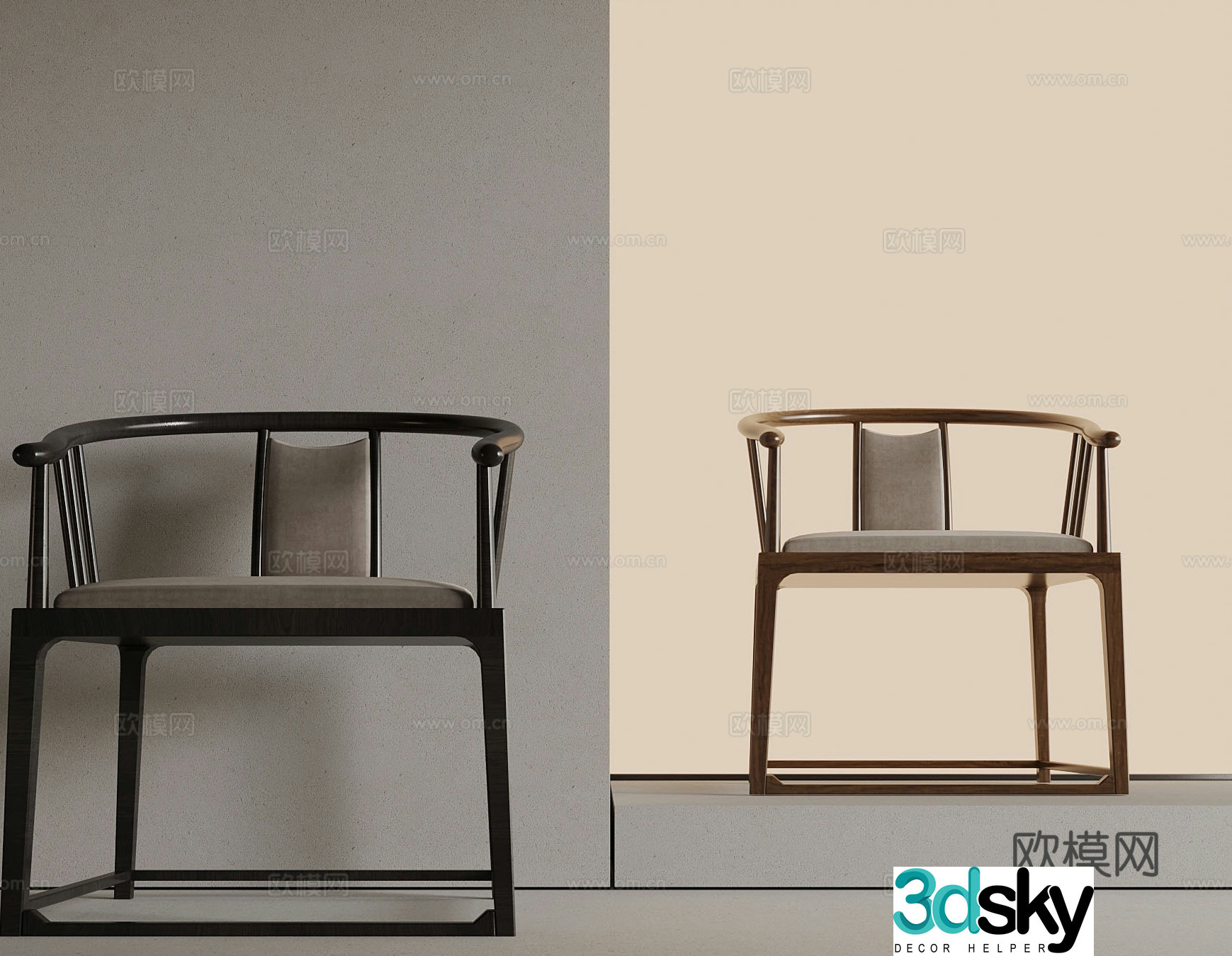 New Chinese style armchair leisure chair 3d model