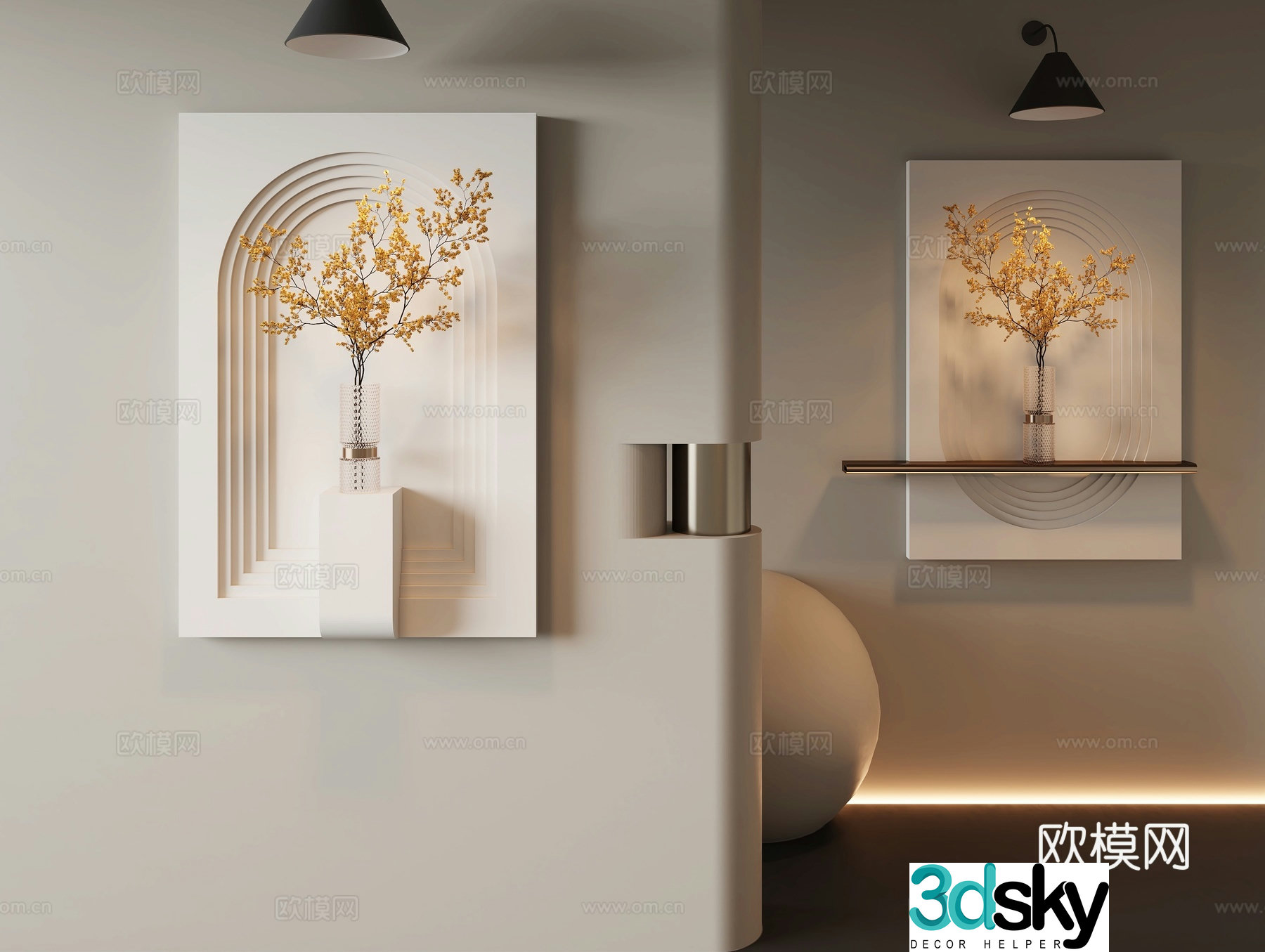 Modern decorative painting physical painting plant hanging painting 3D model