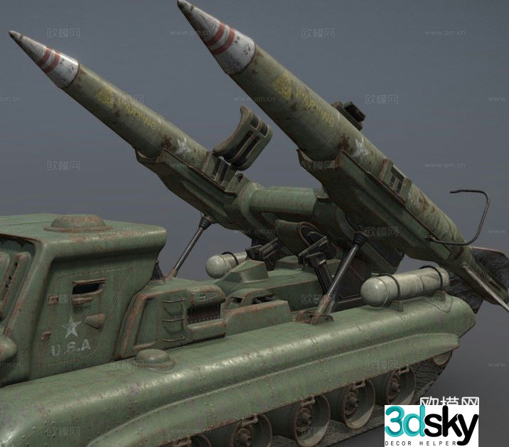 Military missile launch vehicle artillery vehicle 3d model