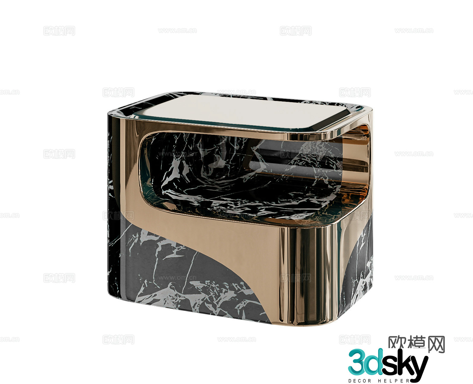 Light luxury bedside table 3D model