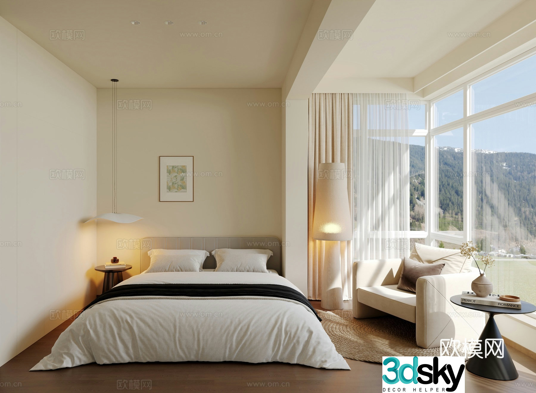 Cream style bedroom master bedroom 3d model