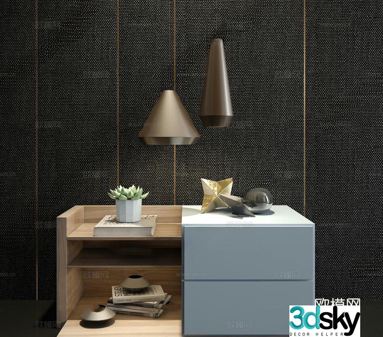 Modern bedside table 3d model
