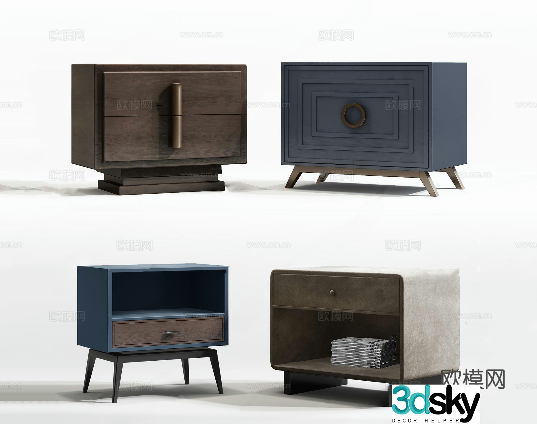 New Chinese style bedside table 3d model