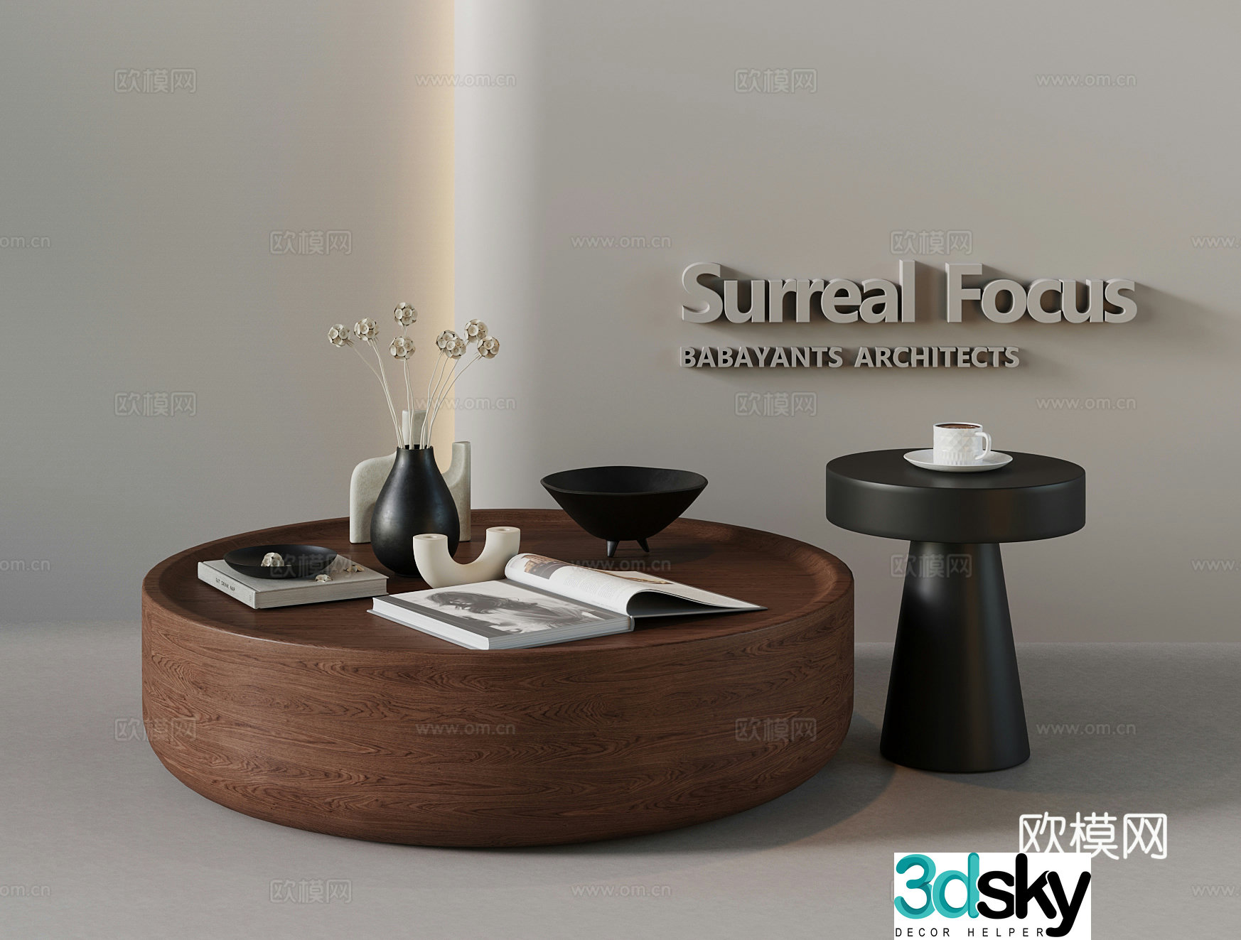 Medieval style coffee table mother-in-law coffee table 3d model
