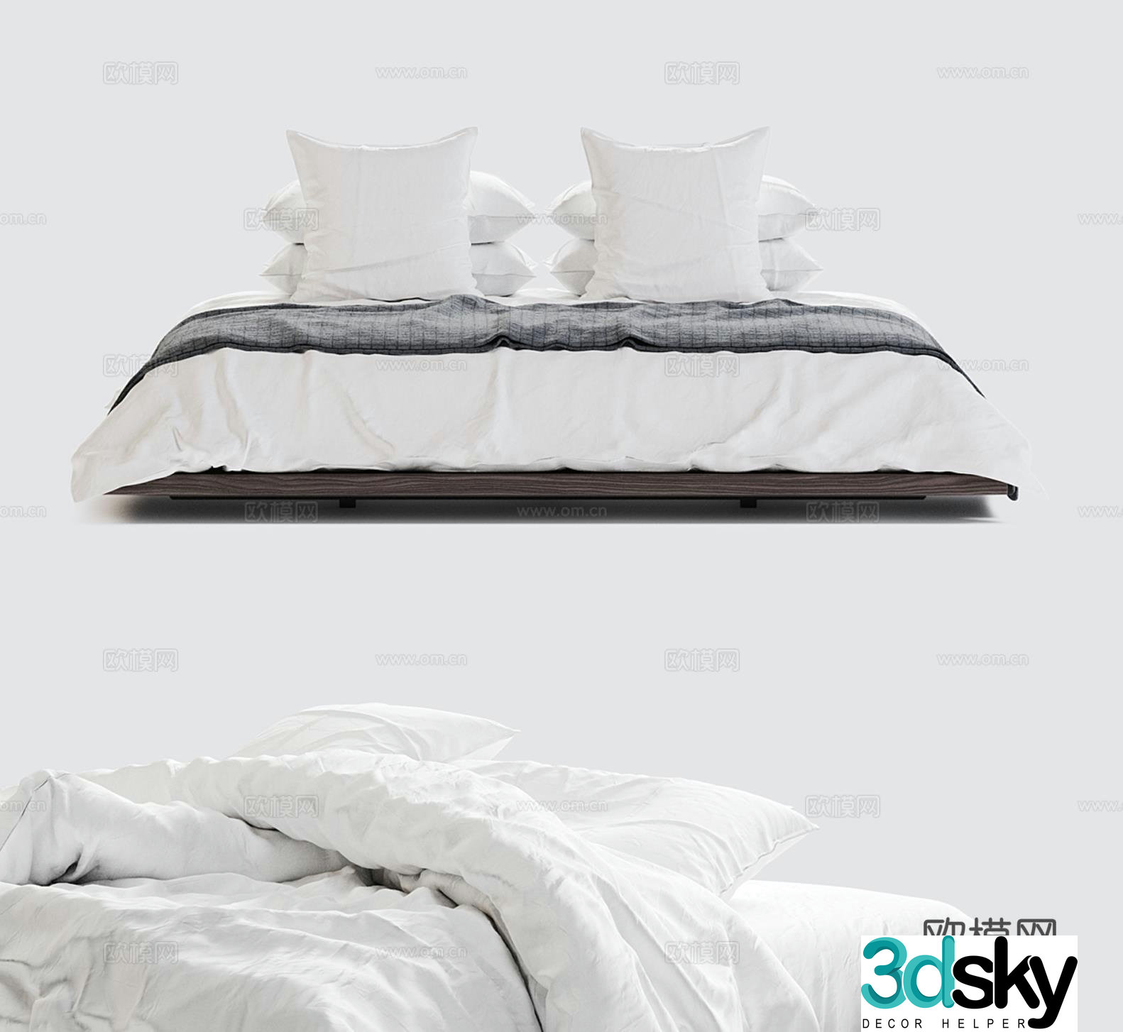 Modern double bed 3d model