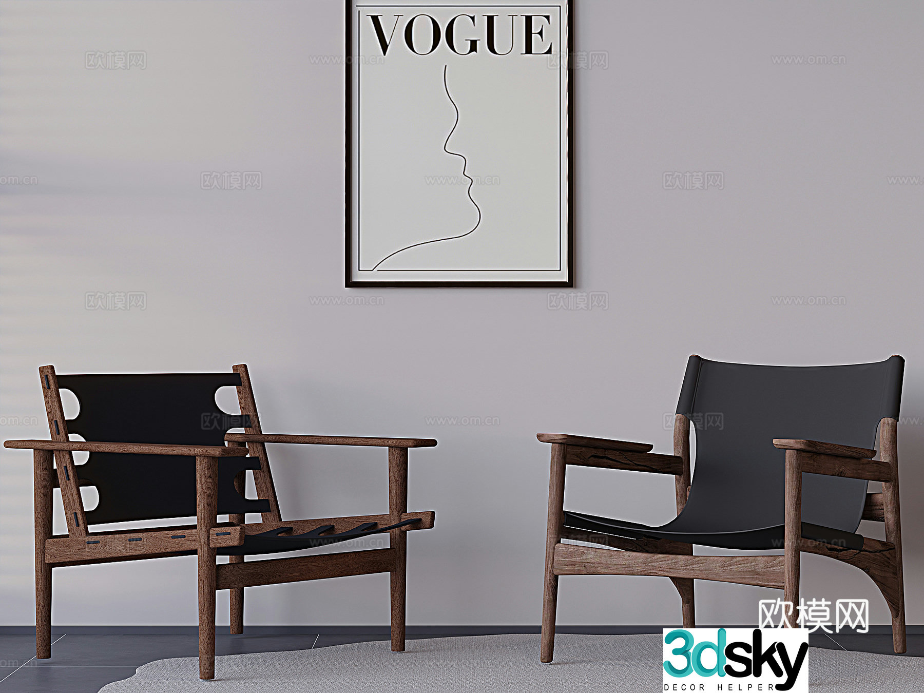Wabi-sabi chair leisure chair 3d model