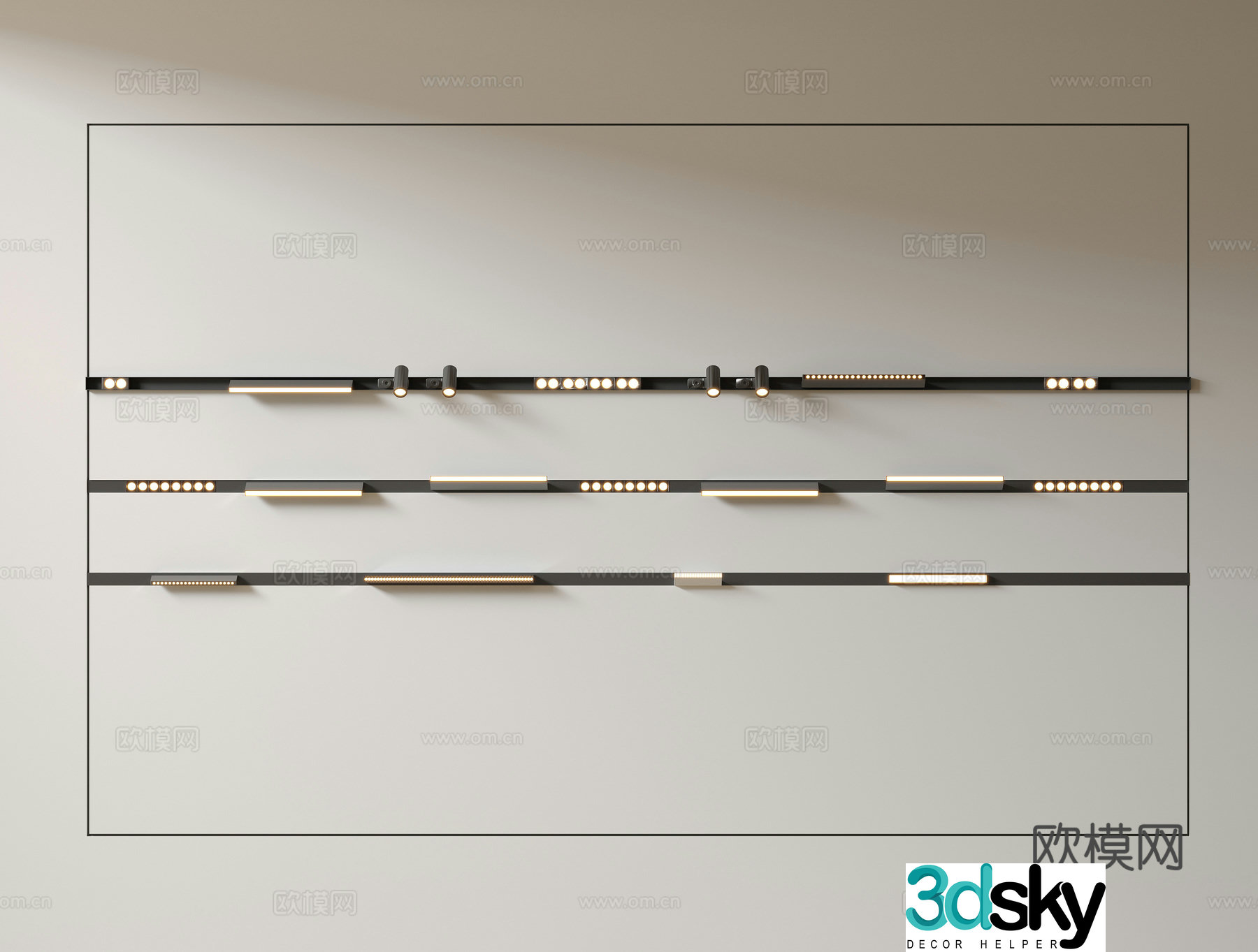 Modern downlight spotlight magnetic track spotlight 3d model