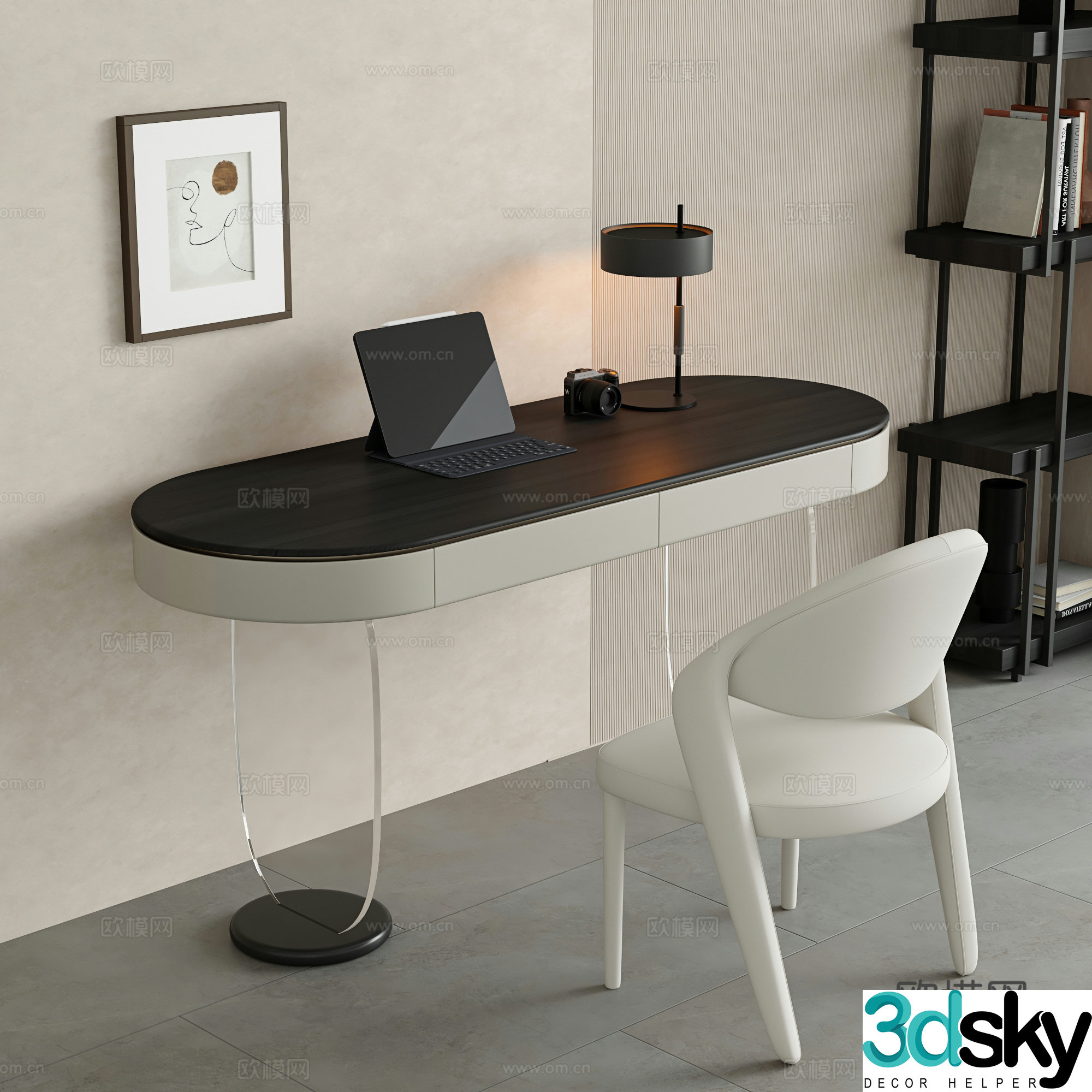 modern desk writing desk 3d model