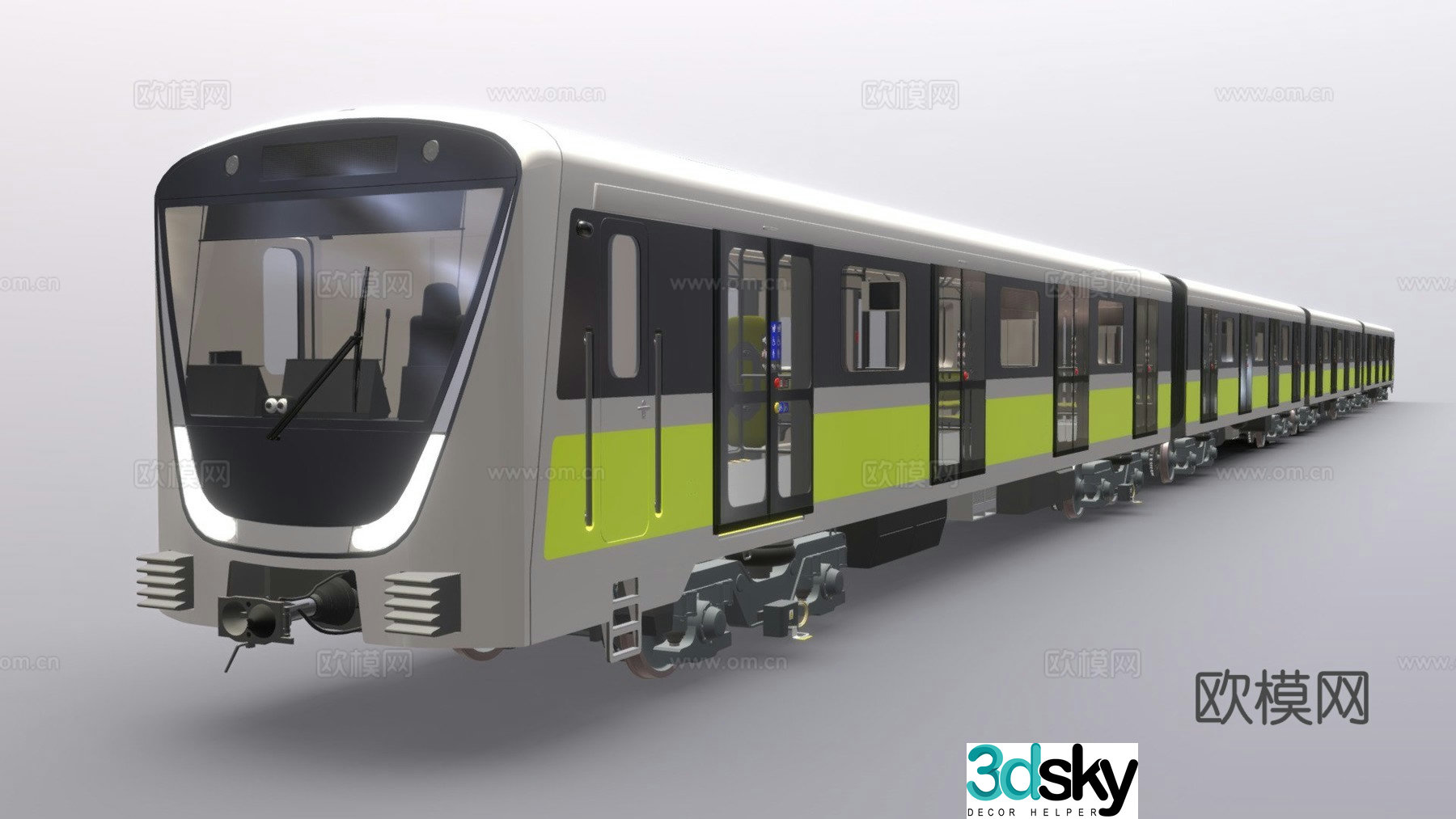 Metro train urban rail 3d model