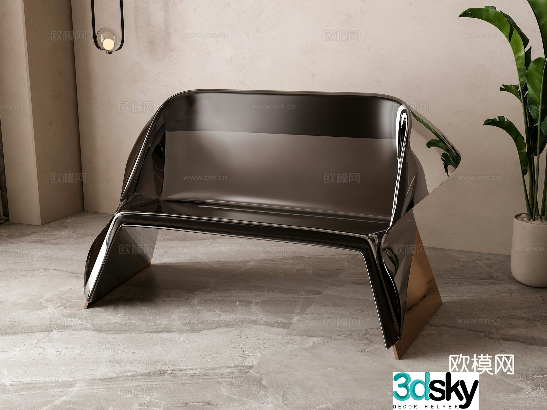Modern acrylic lounge chair 3d model