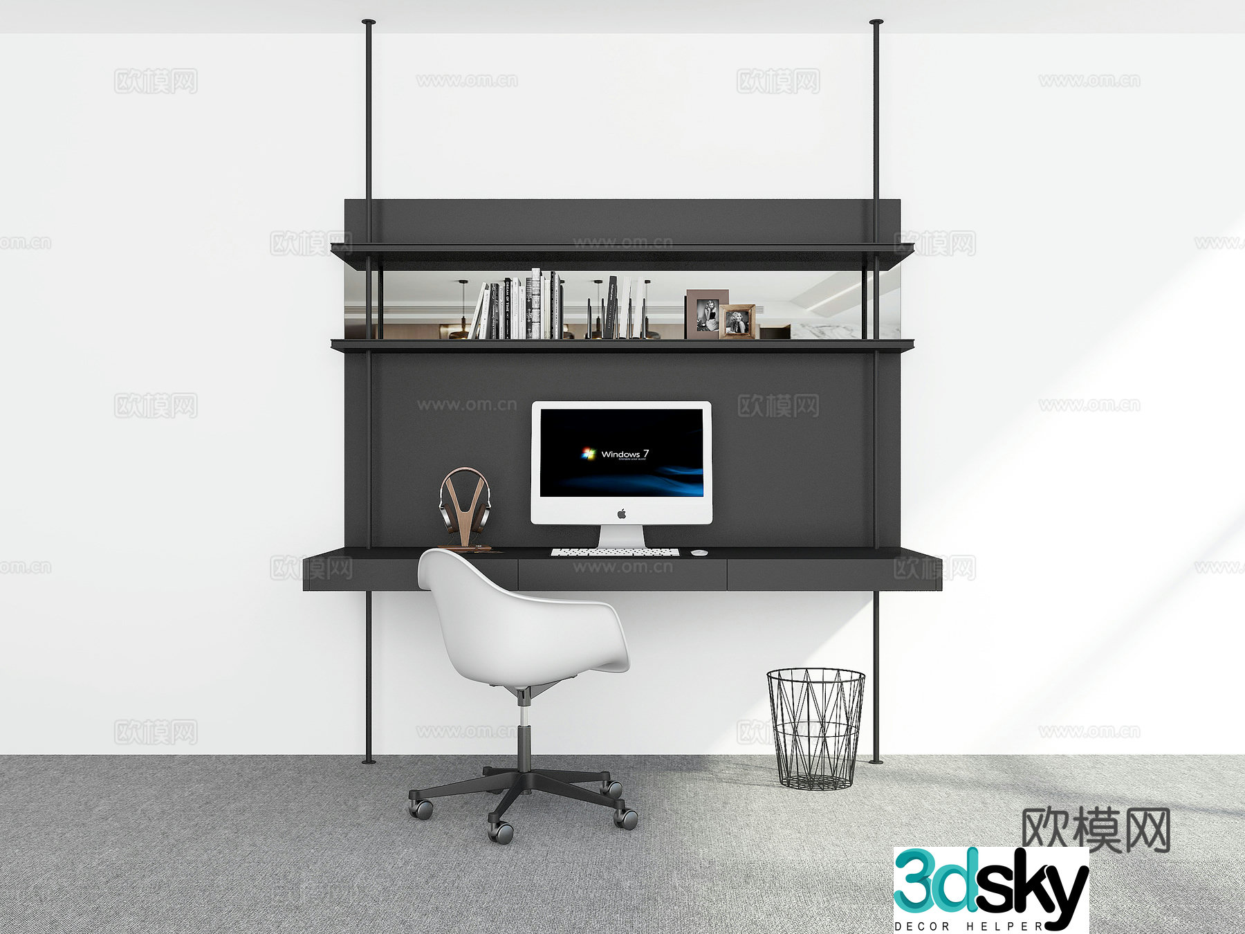 modern desk desk 3d model