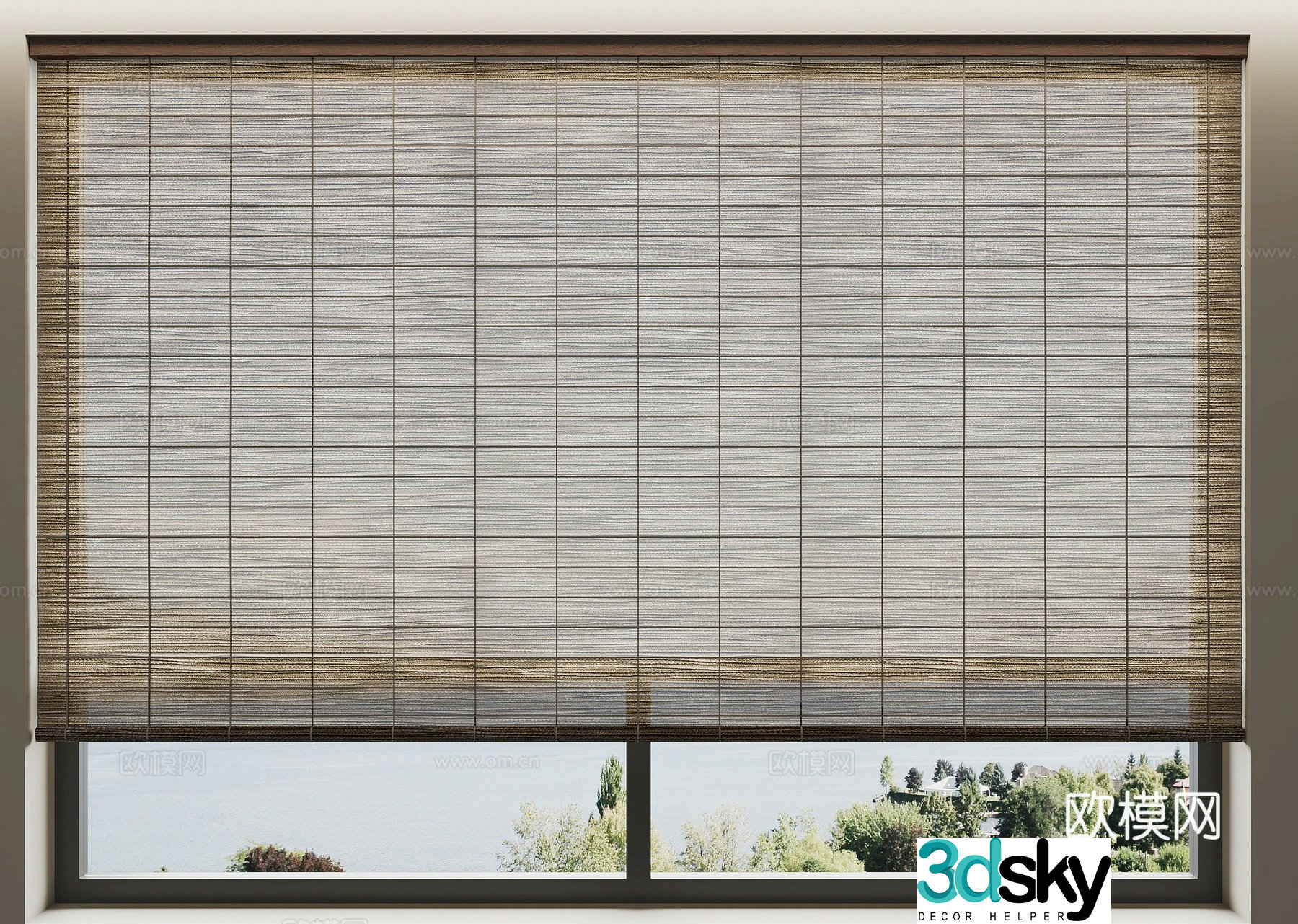 New Chinese style curtains blackout curtains roller blinds 3D model