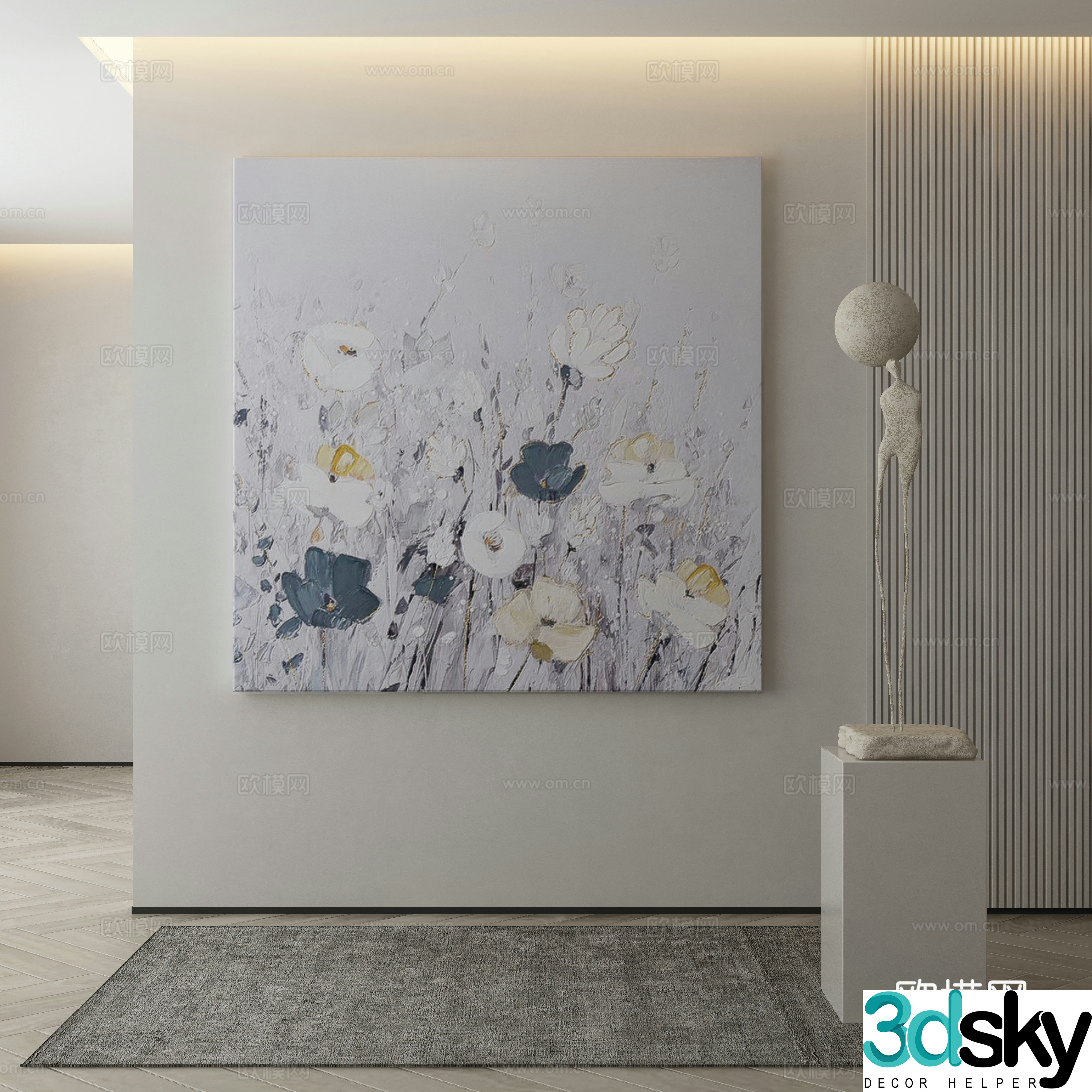 Modern decorative painting texture painting hanging painting 3d model