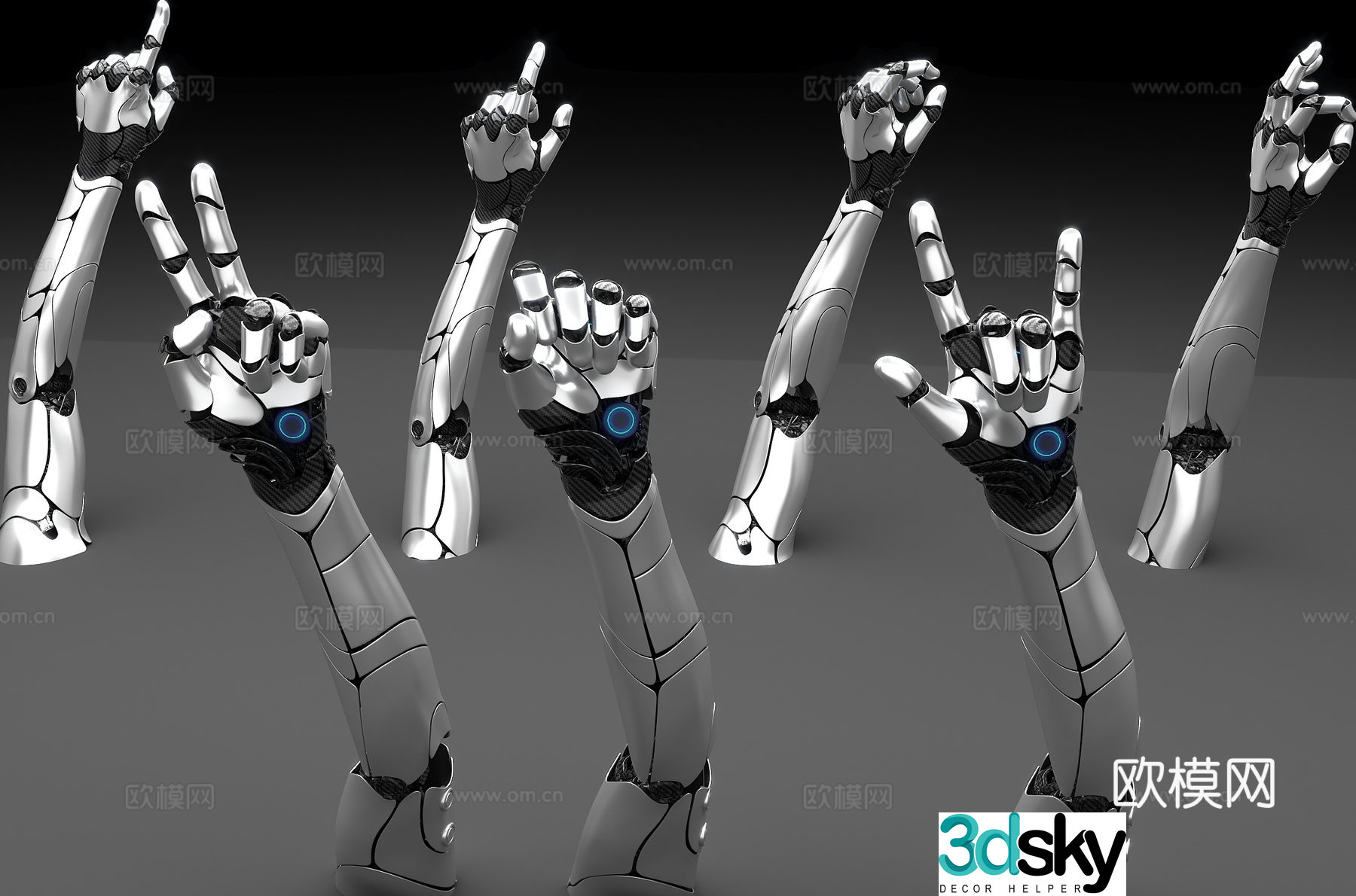 Robot arm machine gesture 3d model