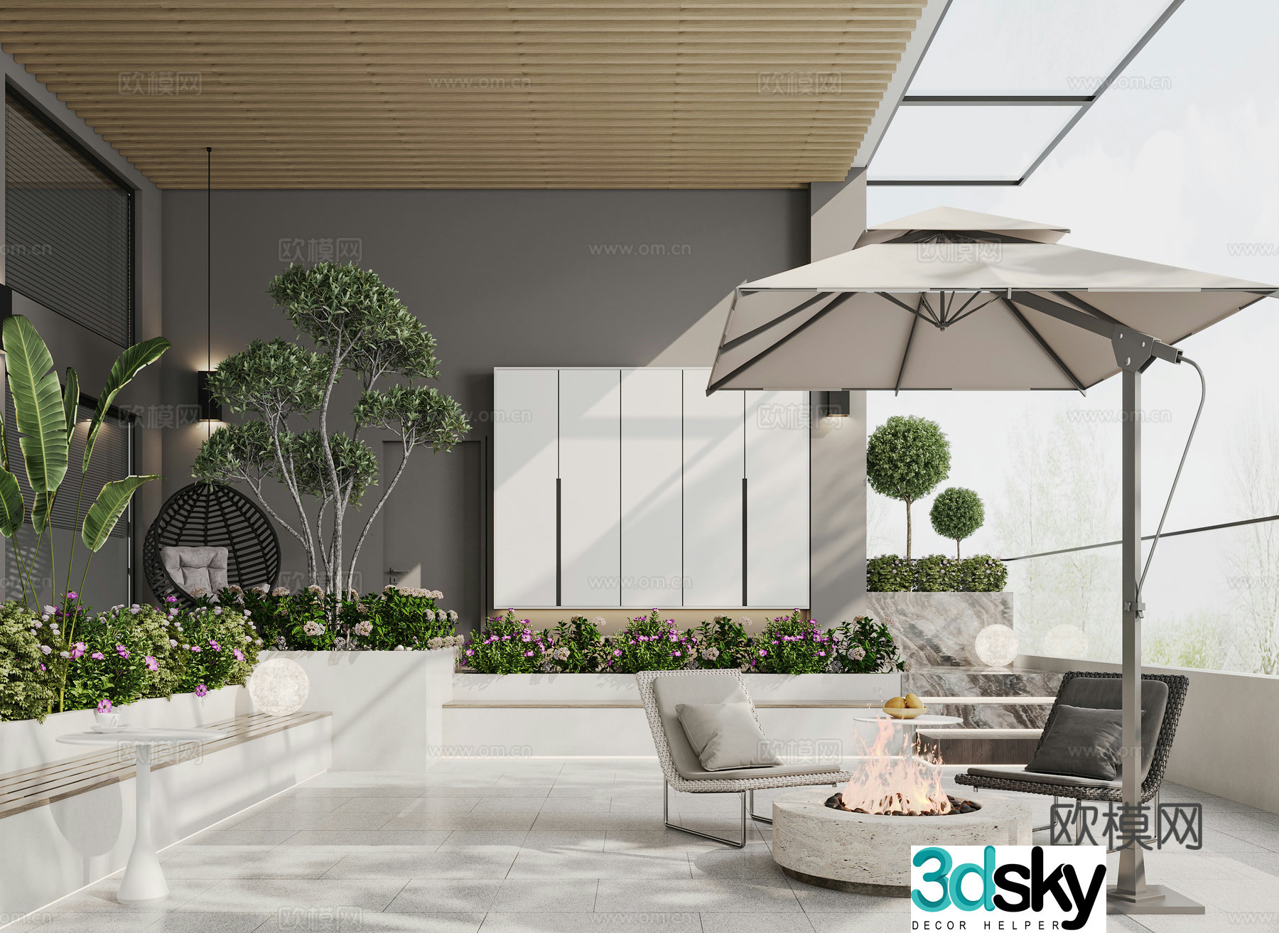 Modern courtyard landscape 3d model