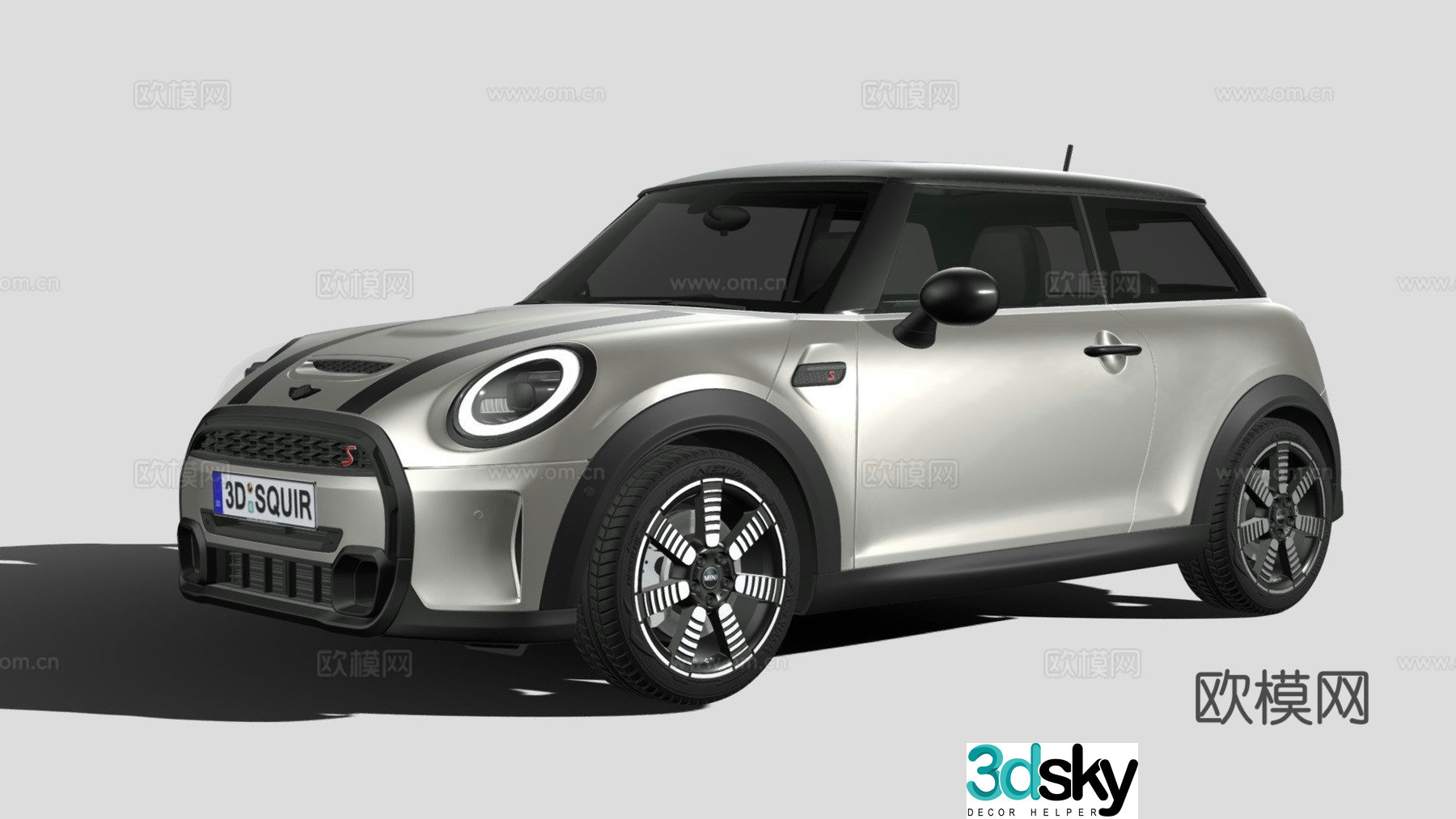 Mini Cooper S three-door car 3d model