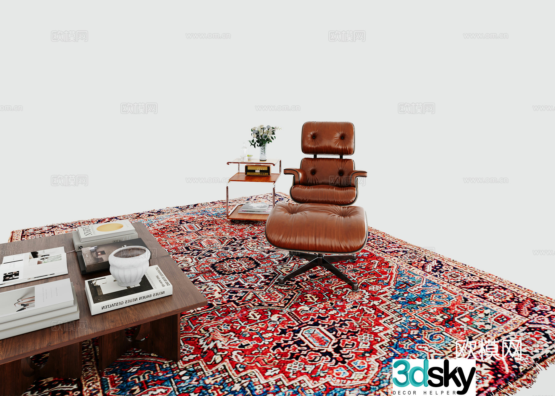Modern leisure leather chair recliner 3d model