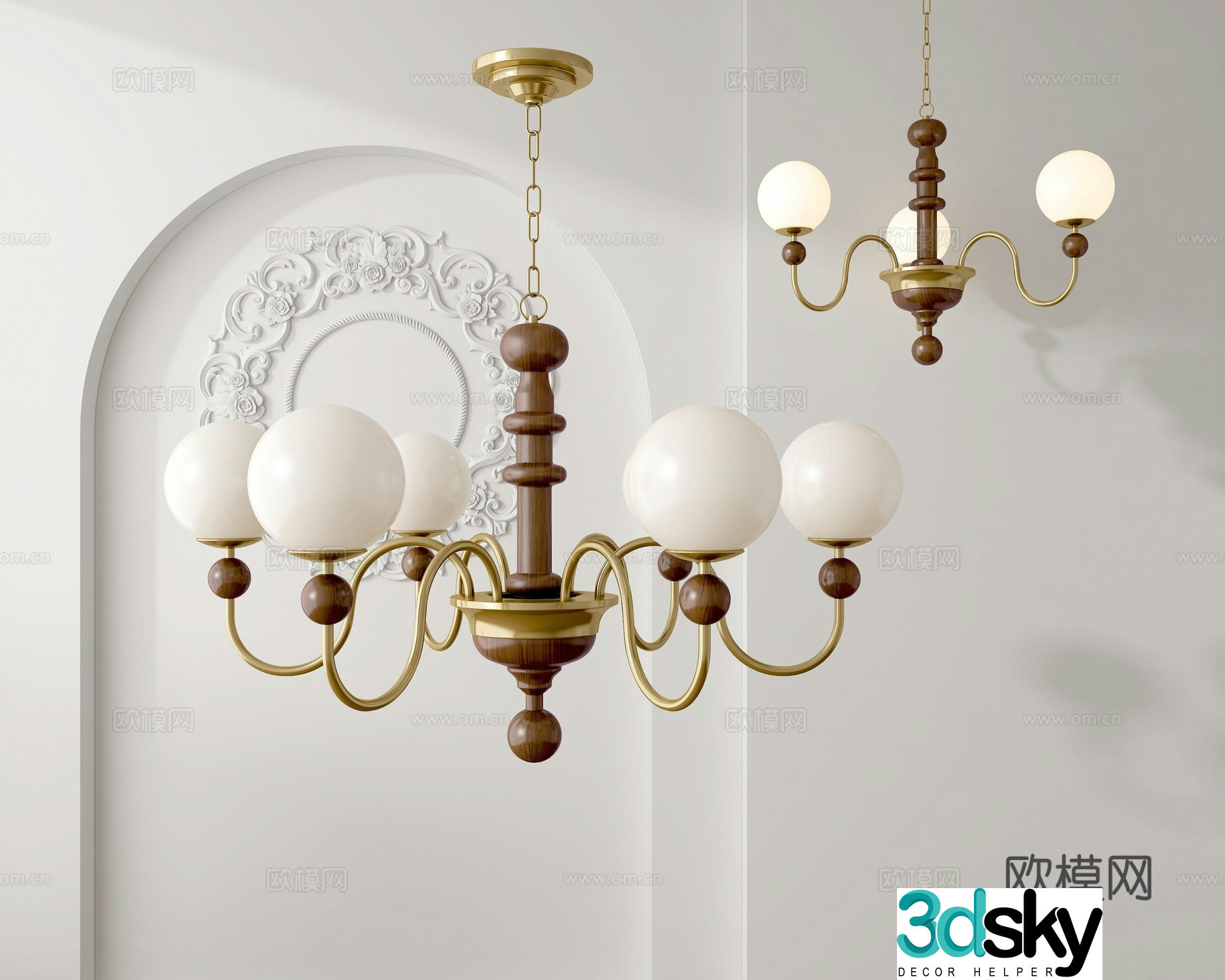 American retro chandelier multi-head chandelier main chandelier 3D model