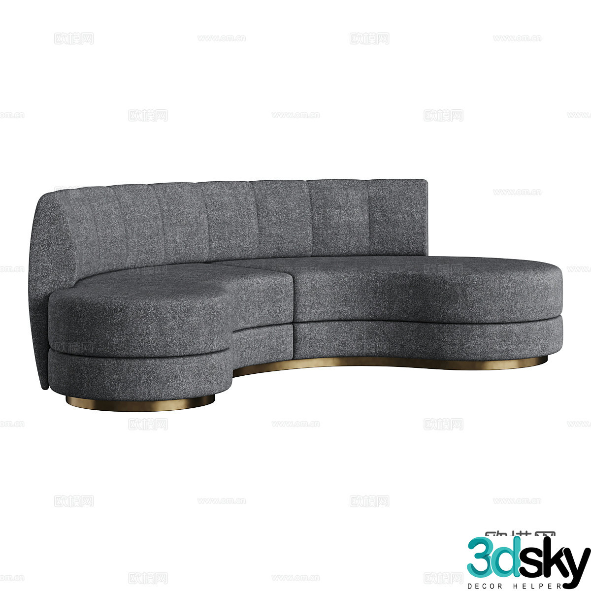 Modern minimalist curved sofa 3d model