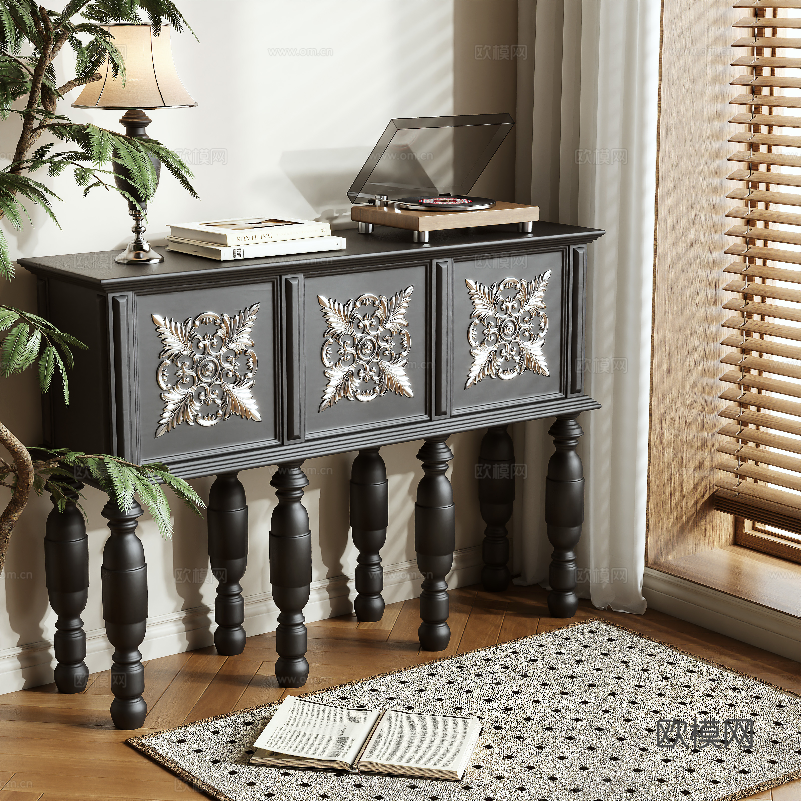 French entryway cabinet 3d model