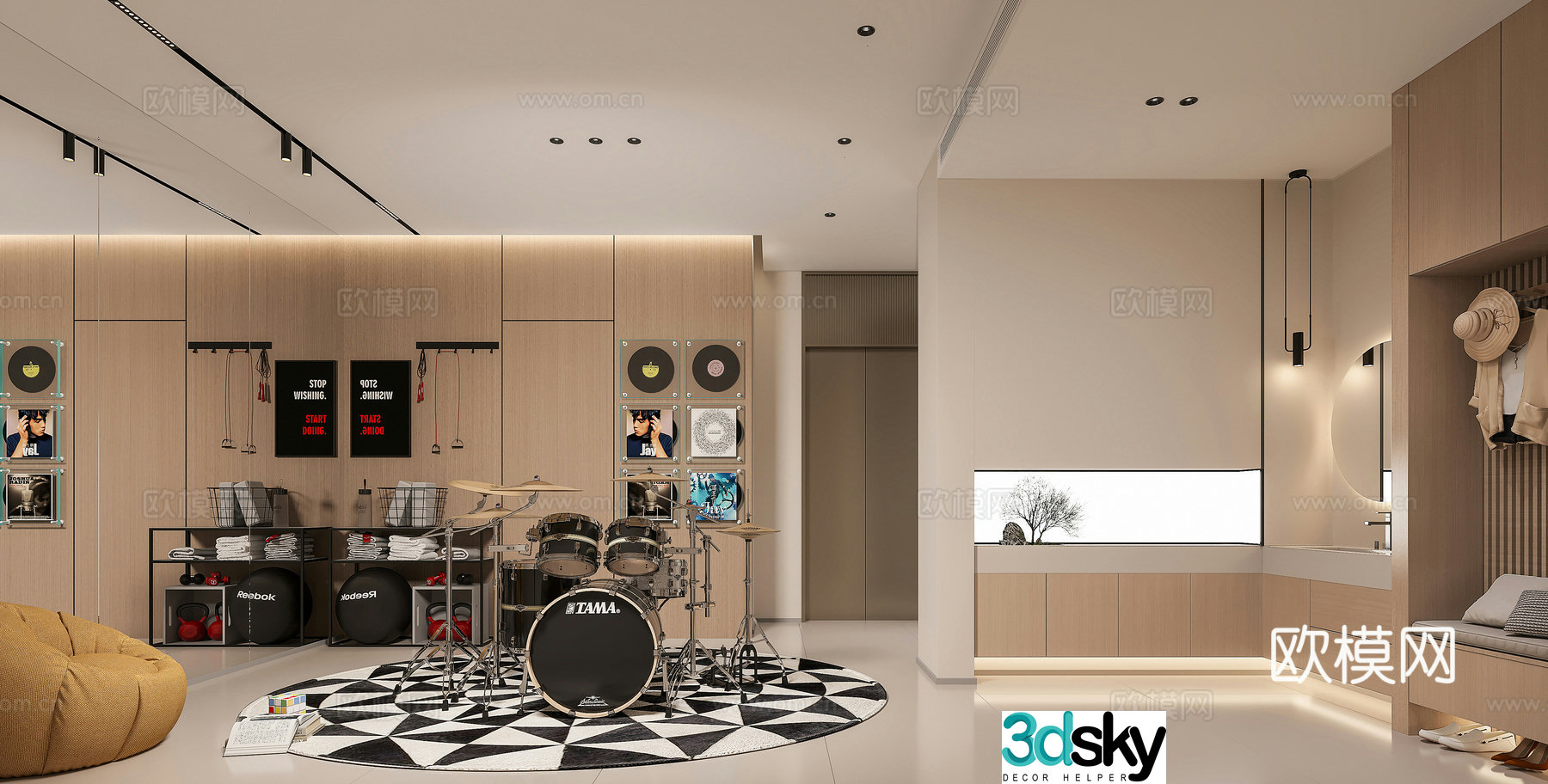 Modern leisure and entertainment room 3d model