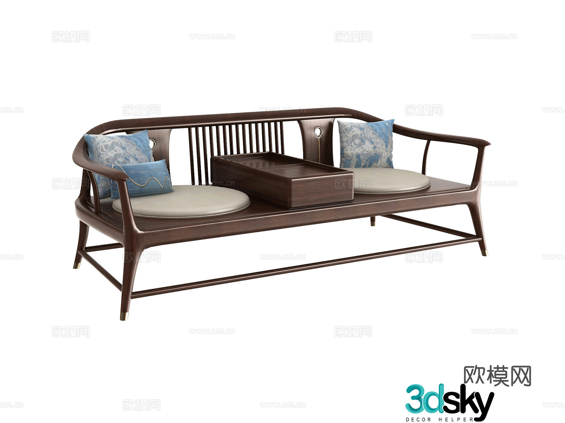 New Chinese style sofa double sofa 3d model