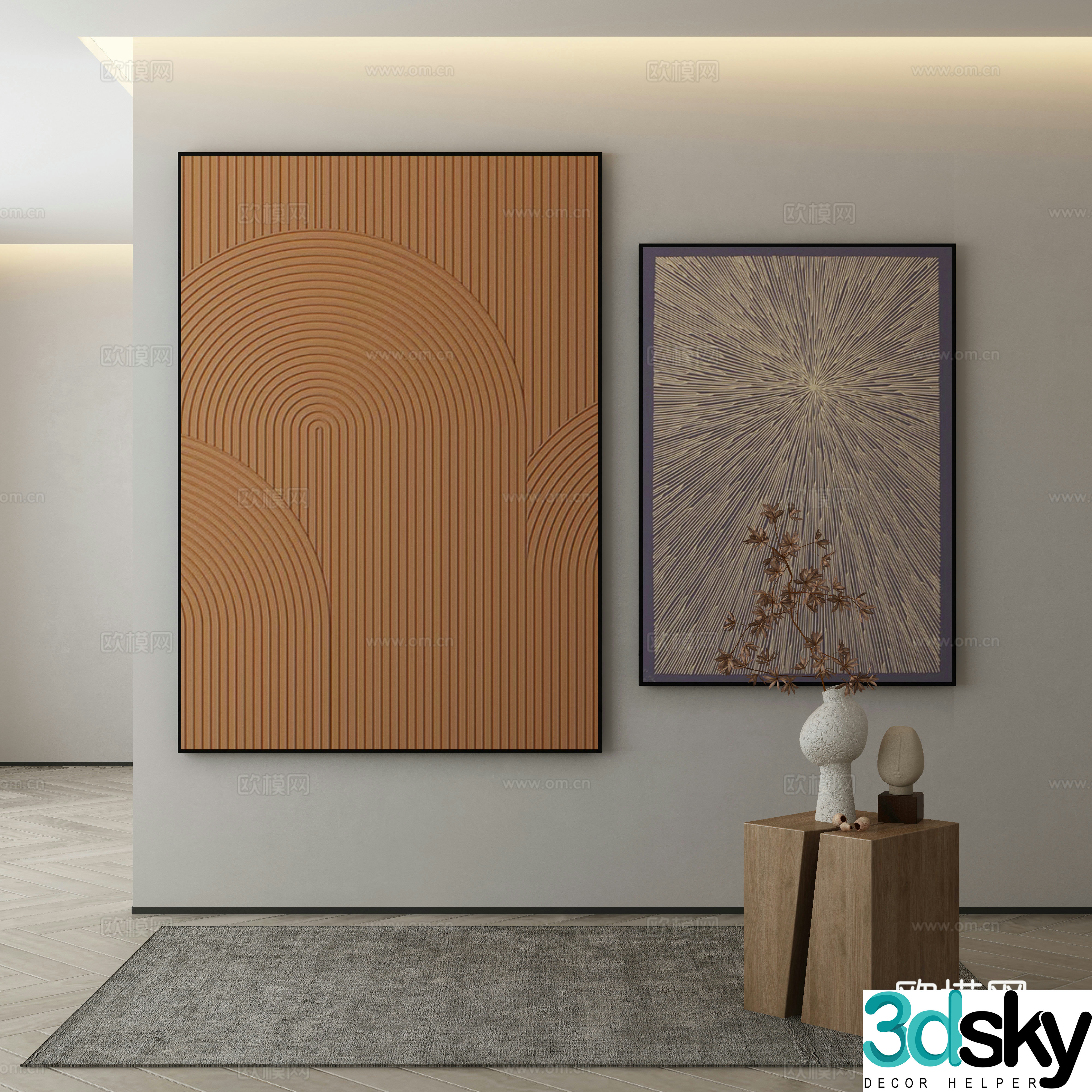 Modern texture painting decorative painting 3d model