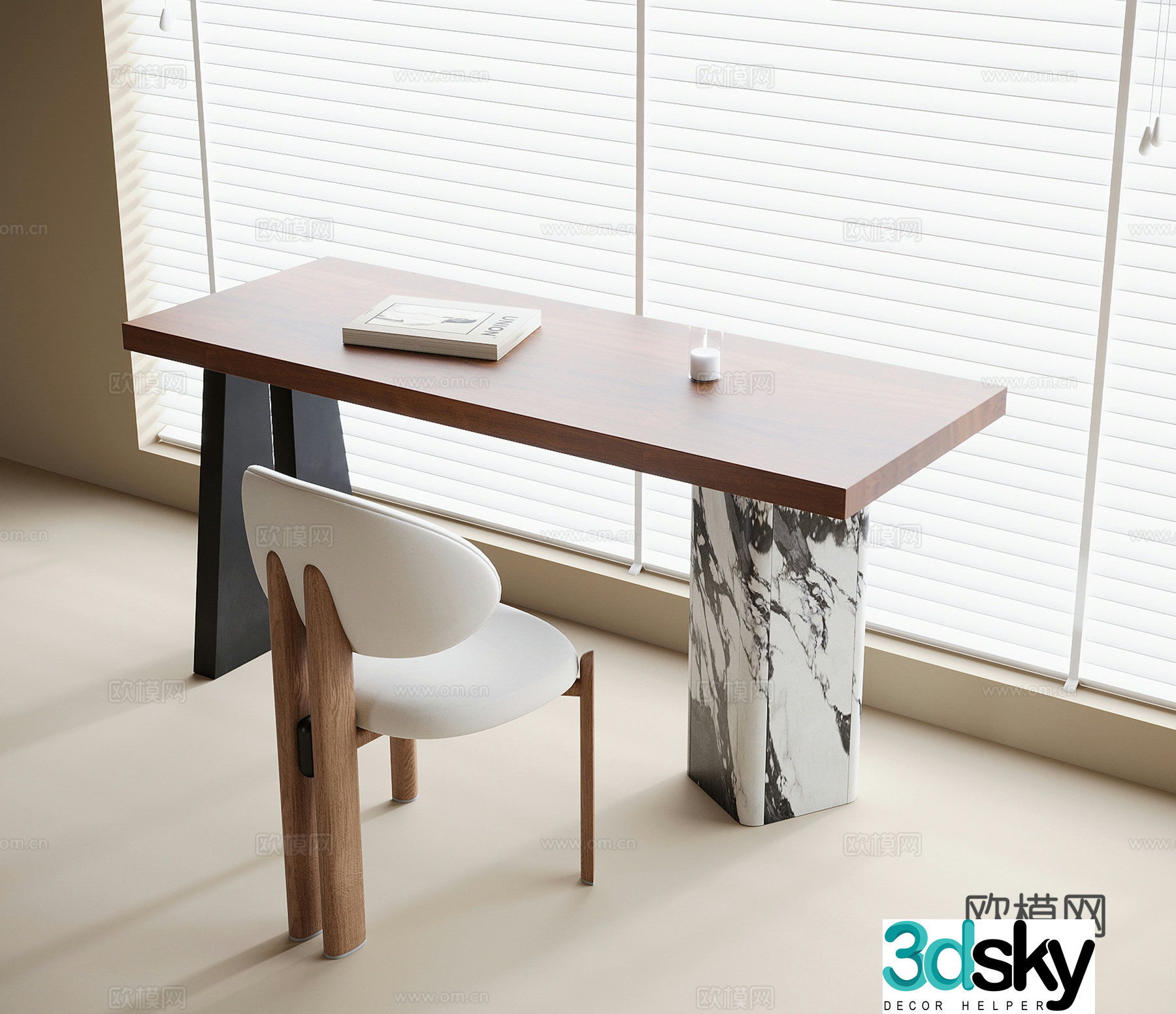 Medieval style desk and chair 3d model