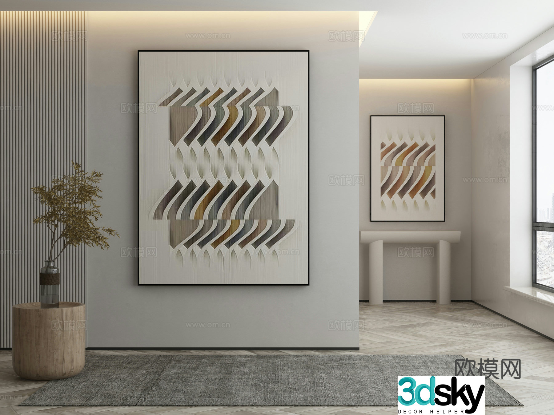 Modern decorative painting abstract painting 3d model