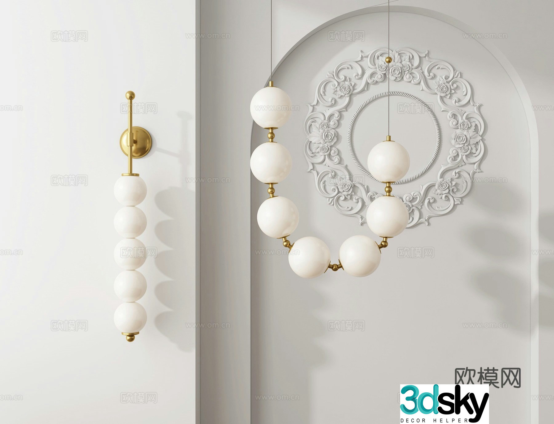 French beaded chandelier wall lamp 3d model