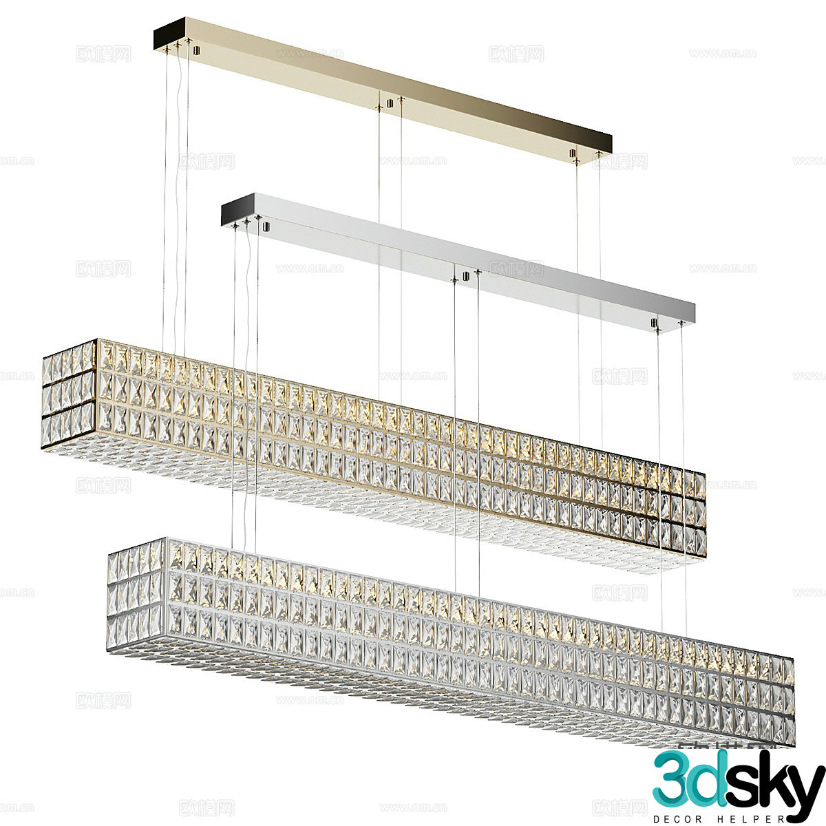 Light luxury crystal chandelier 3d model