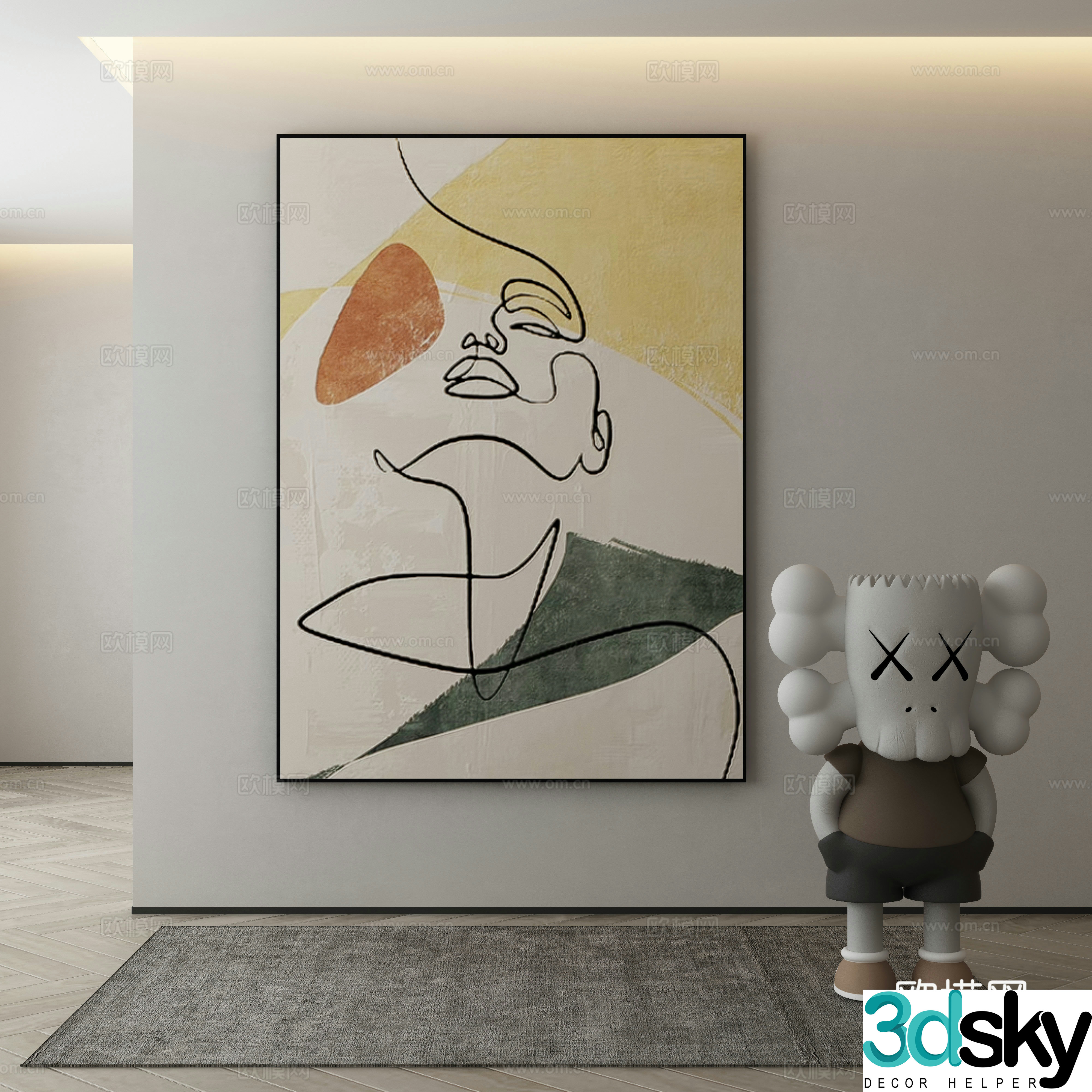 Modern abstract painting decorative painting 3d model