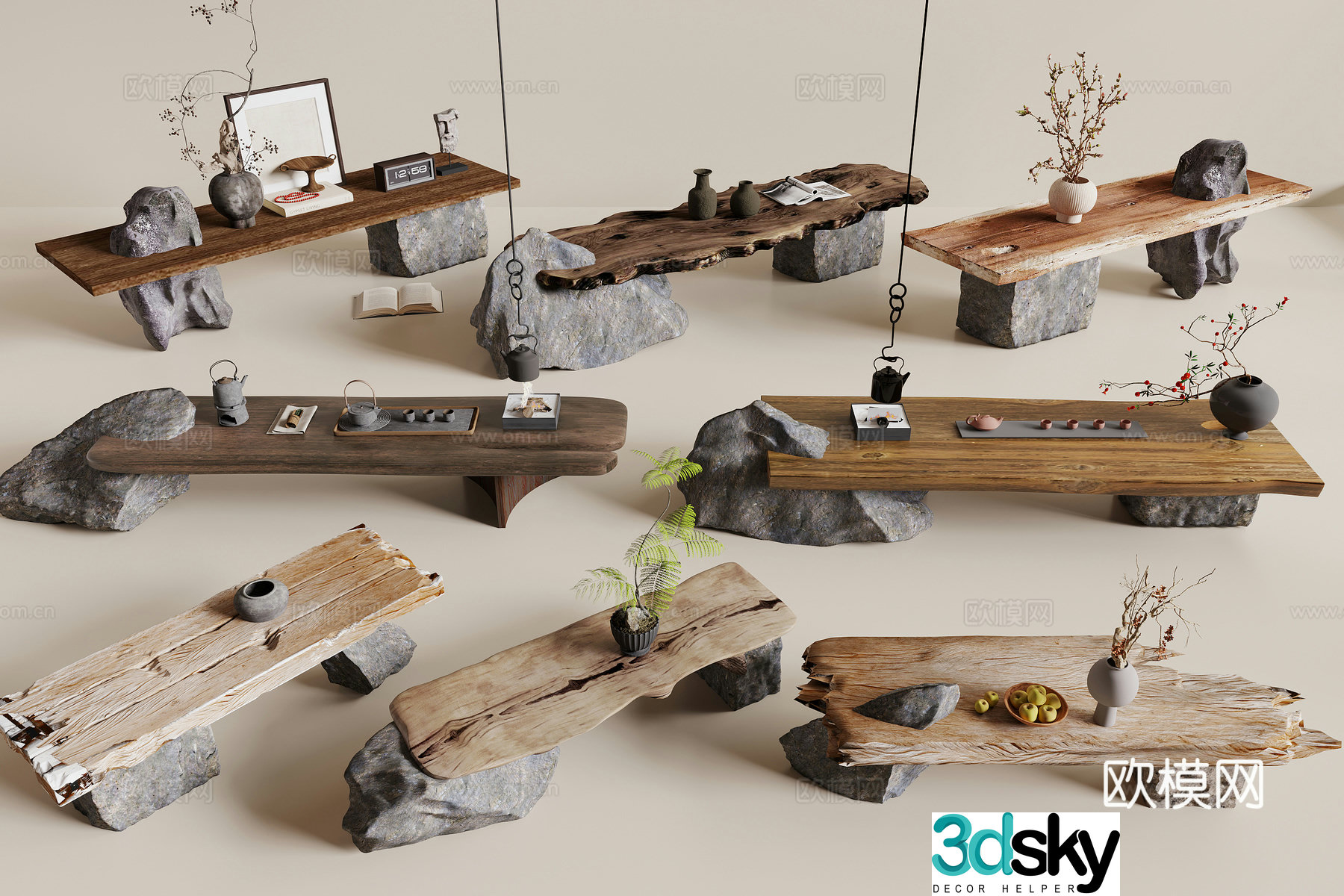 New Chinese tea table 3d model