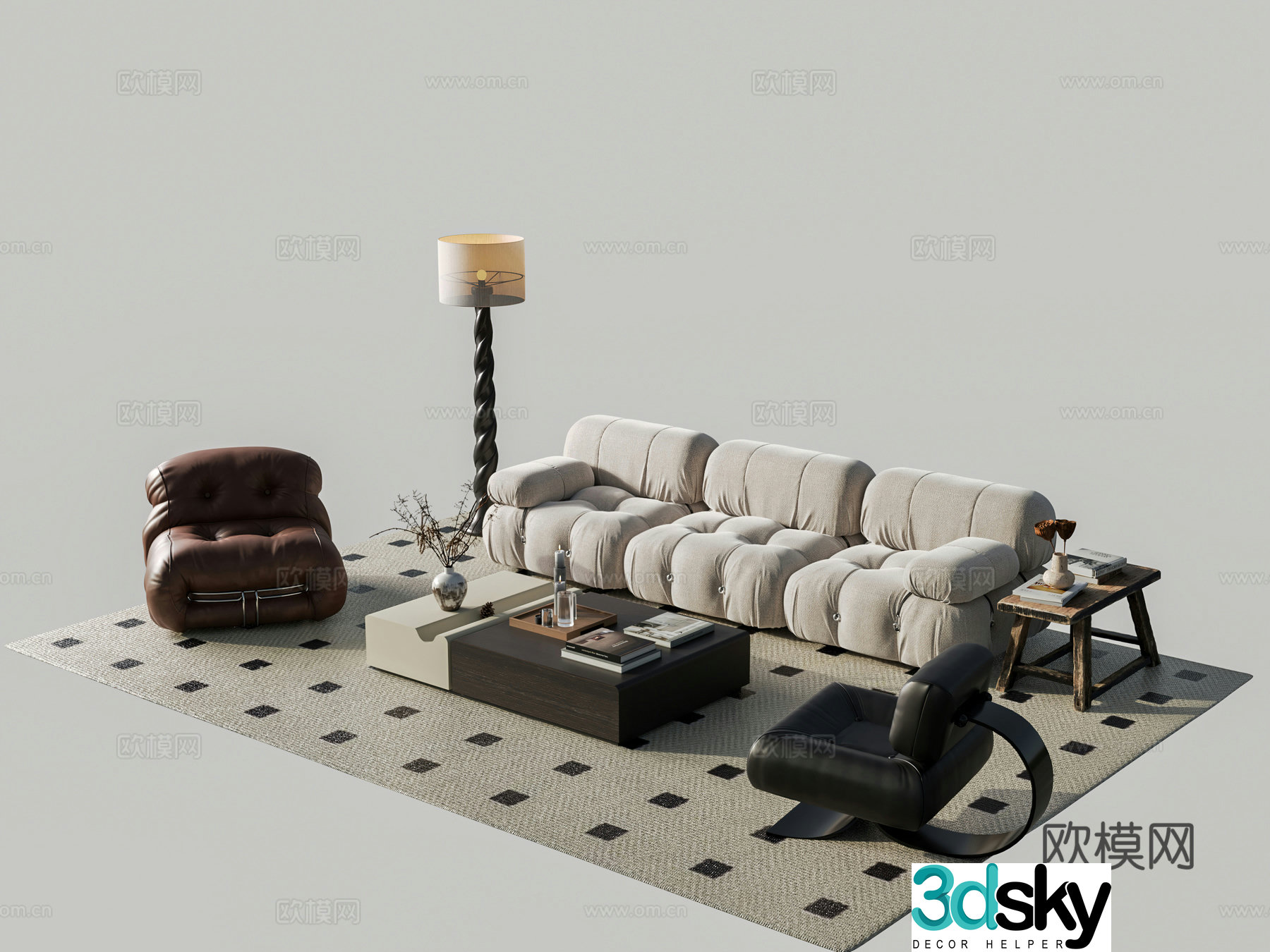 Medieval style modular sofa 3D model