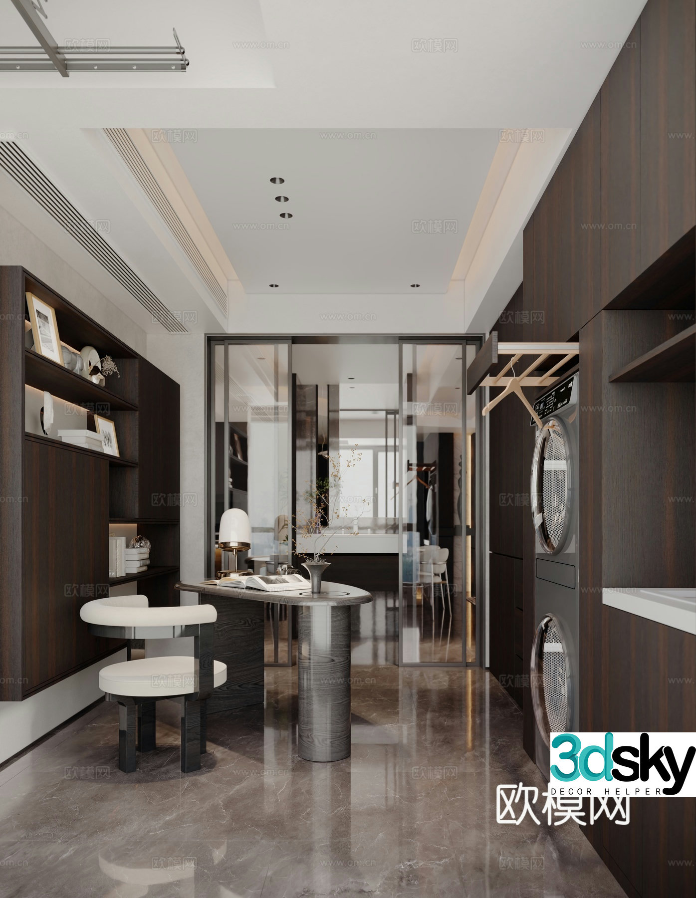 Modern study room 3d model