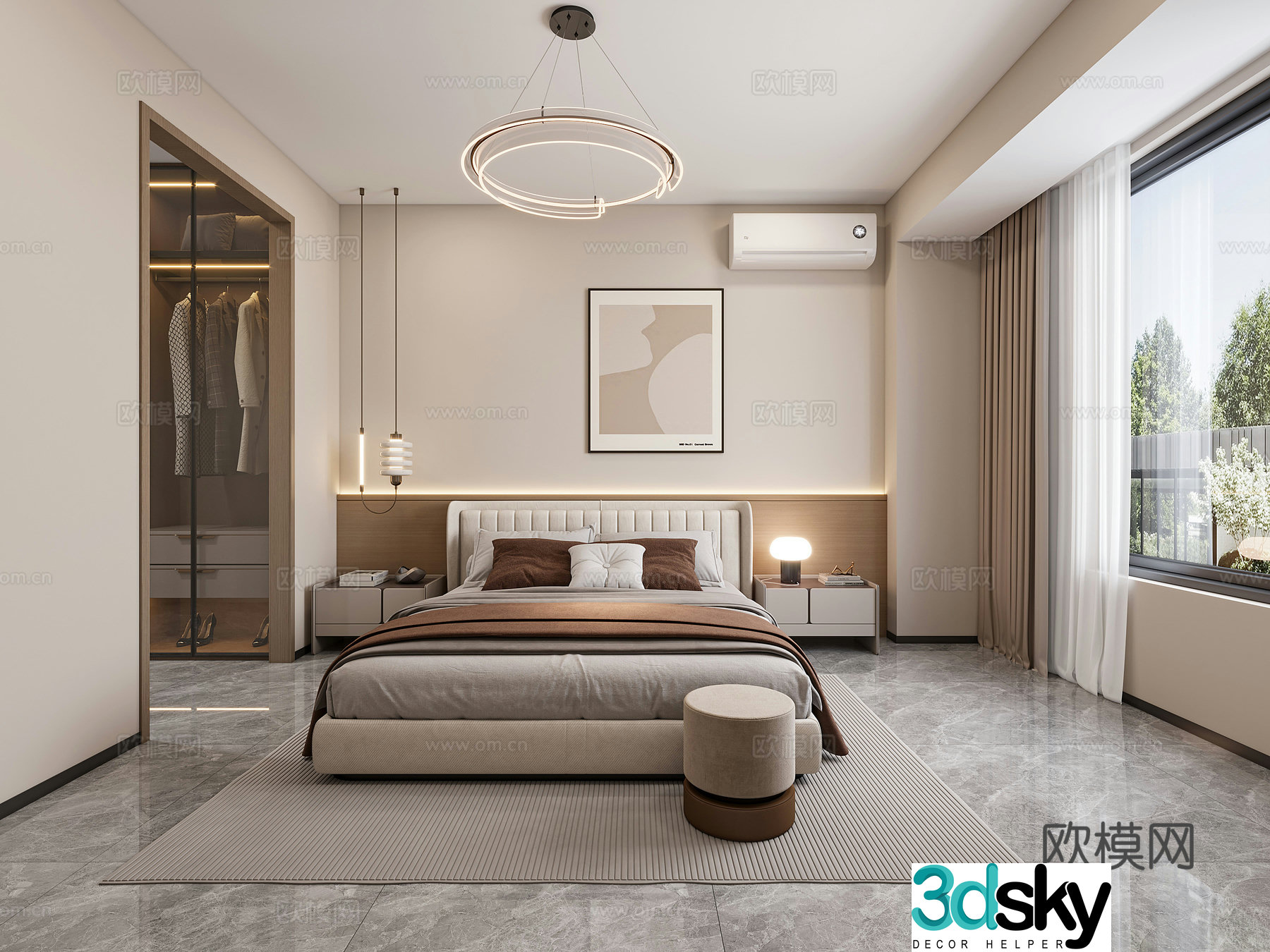 Modern bedroom master bedroom 3d model