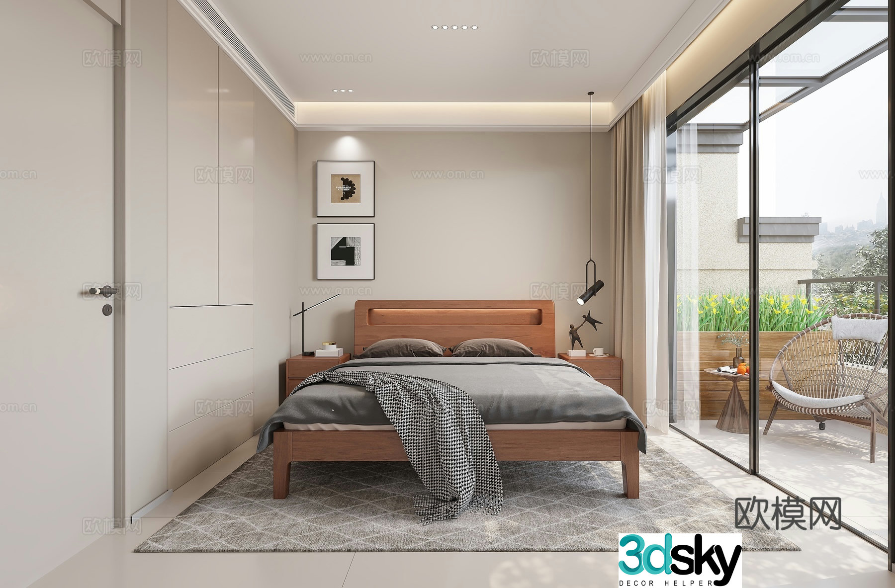 Modern bedroom second bedroom 3d model