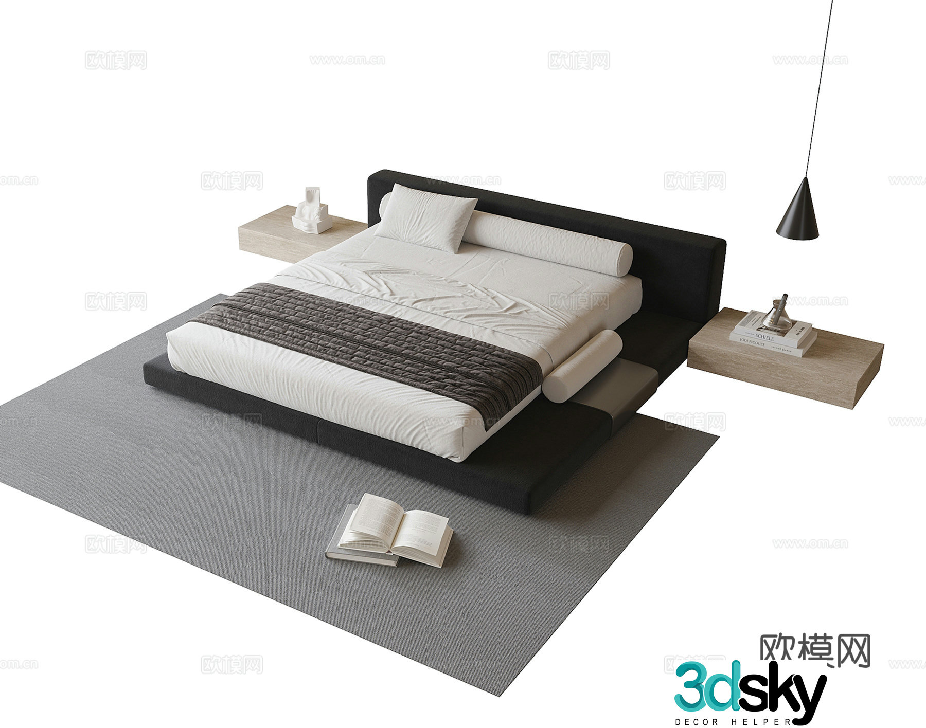 Modern double bed 3d model