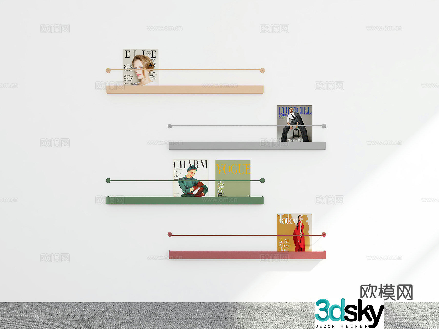 Modern bookshelf wall cabinet 3d model