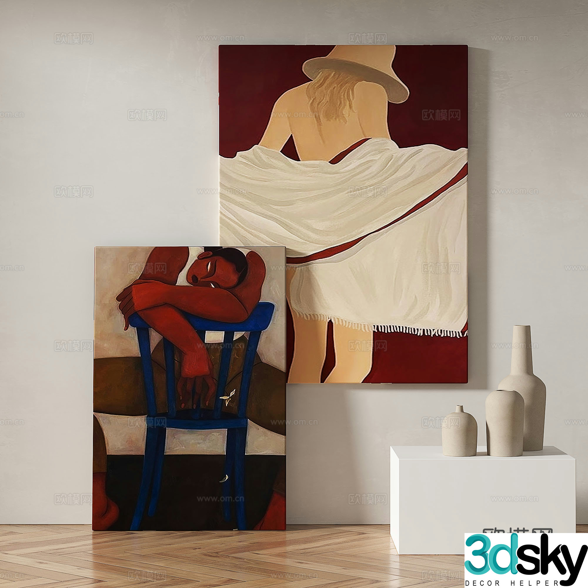 Modern abstract painting decorative painting 3d model