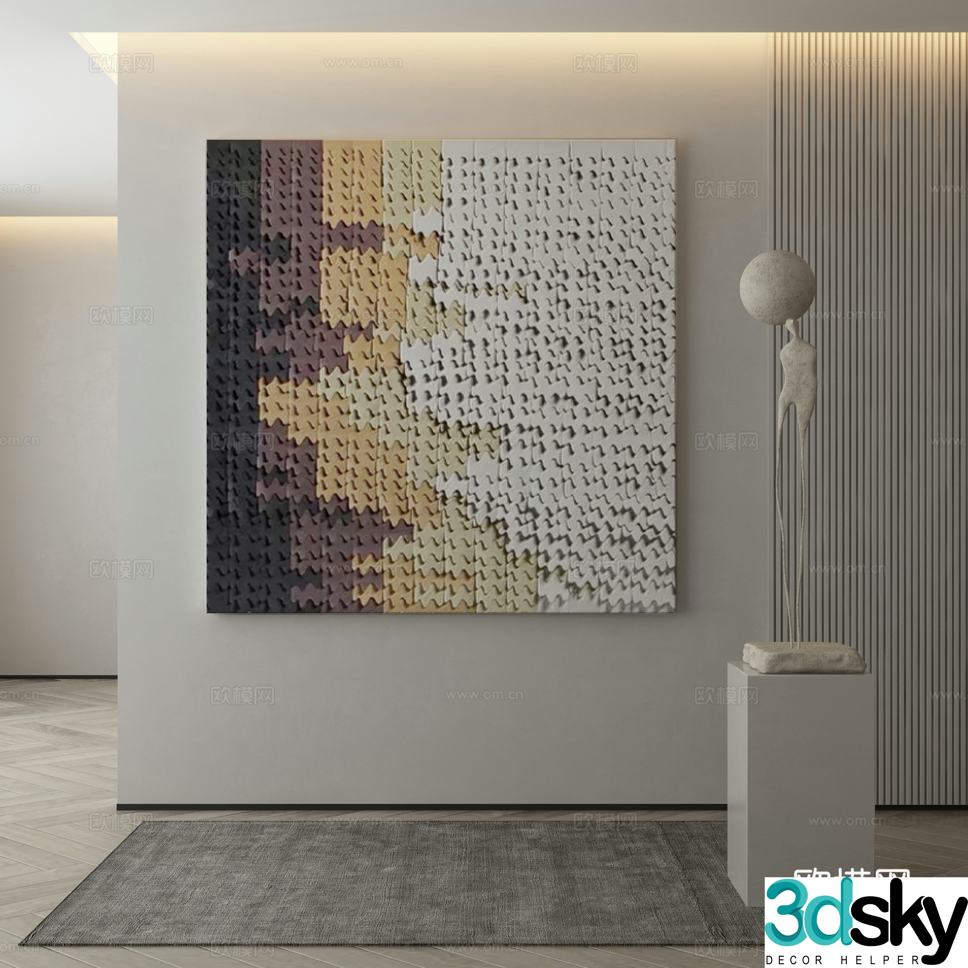 Modern texture painting decorative painting 3d model